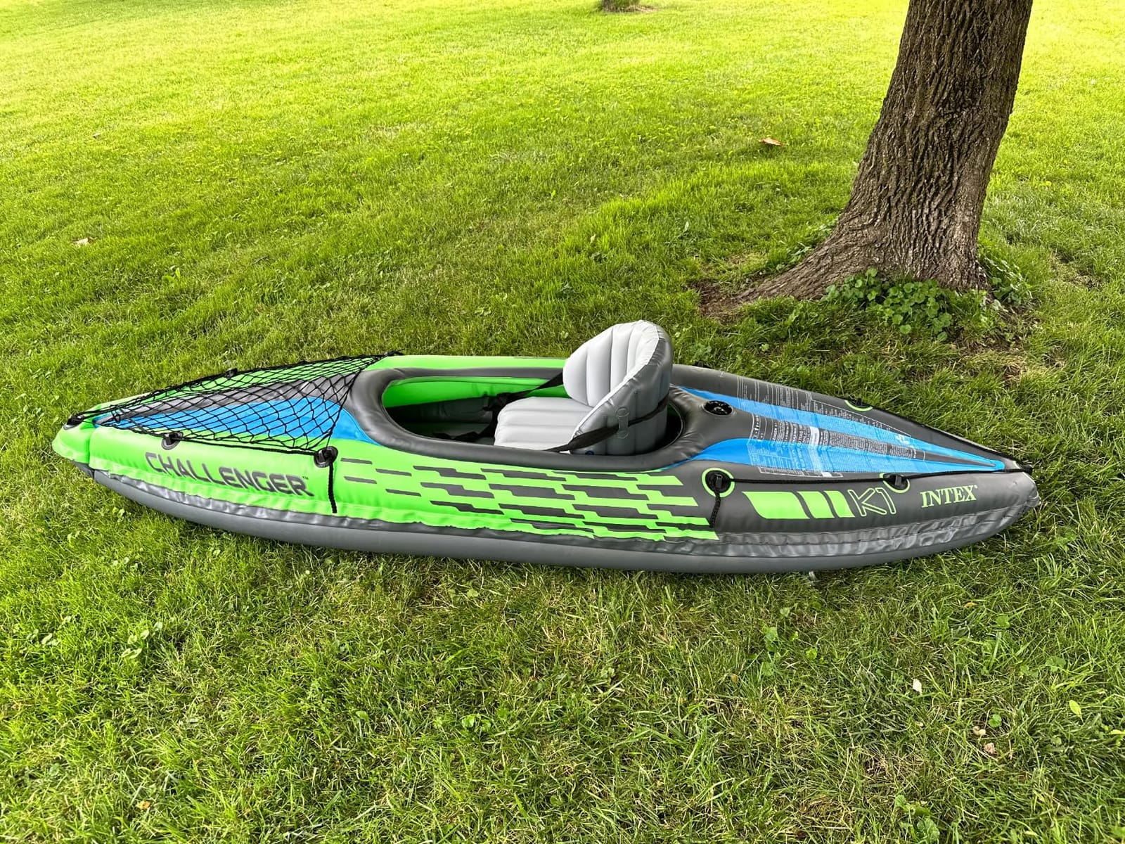 INTEX Challenger Inflatable Kayak Series: Includes Deluxe 86in Kayak Paddles and High-Output Pump – SuperStrong PVC – Adjustable Seat with Backrest – Removable Skeg – Cargo Storage Net customer photo 1