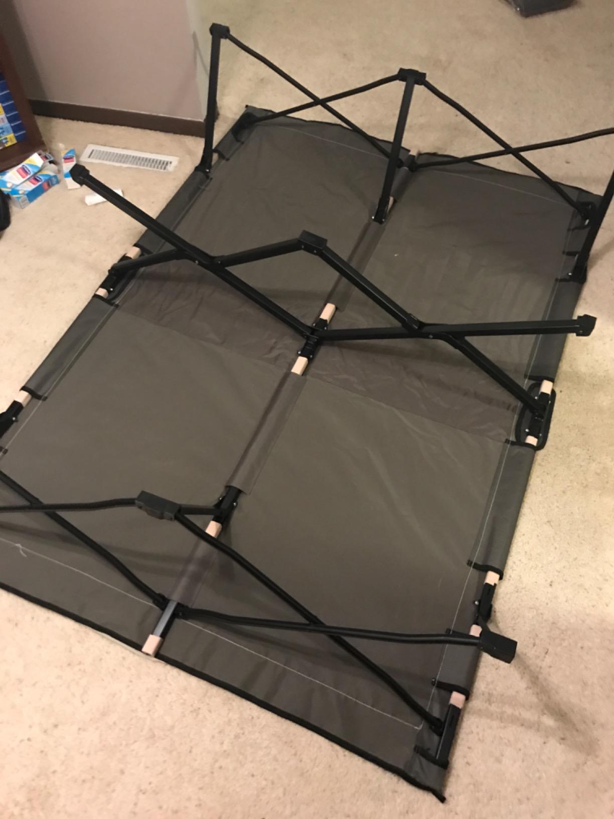 Coleman Queen-Size Airbed Cot Combination, Folding Air Mattress with Steel Frame & Side Table, Battery Pump Included, Great for Camping, Lounging, Elevated Sleeping, Guests, & More customer photo 2
