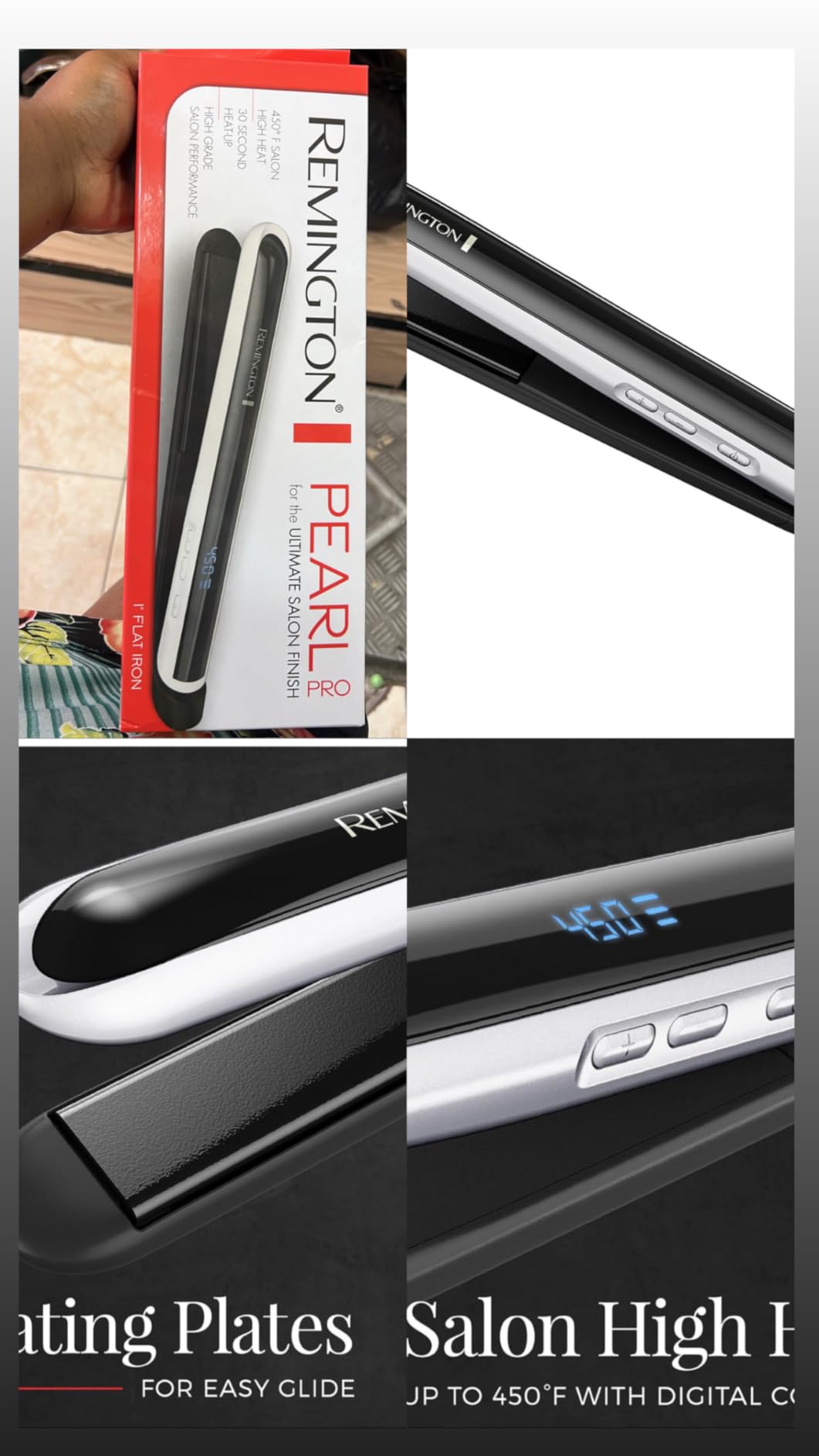 Remington Pearl Pro Ceramic Flat Iron, 1-Inch Floating Plates, Black/White customer photo 2