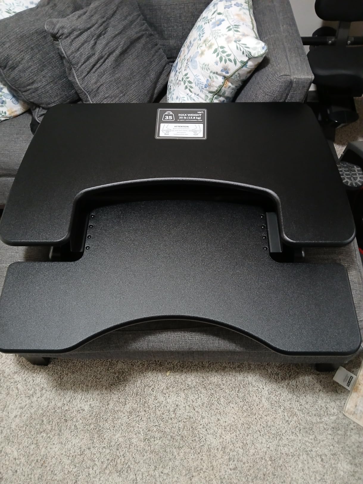 Vari VariDesk Pro Plus 36 - Adjustable Desk Converter with 11 Height Settings - Laptop Sit Stand Desk Riser for Home Office, Table Tops, Workspace - Fully Assembled with Spring Loaded Lift - Black customer photo 2