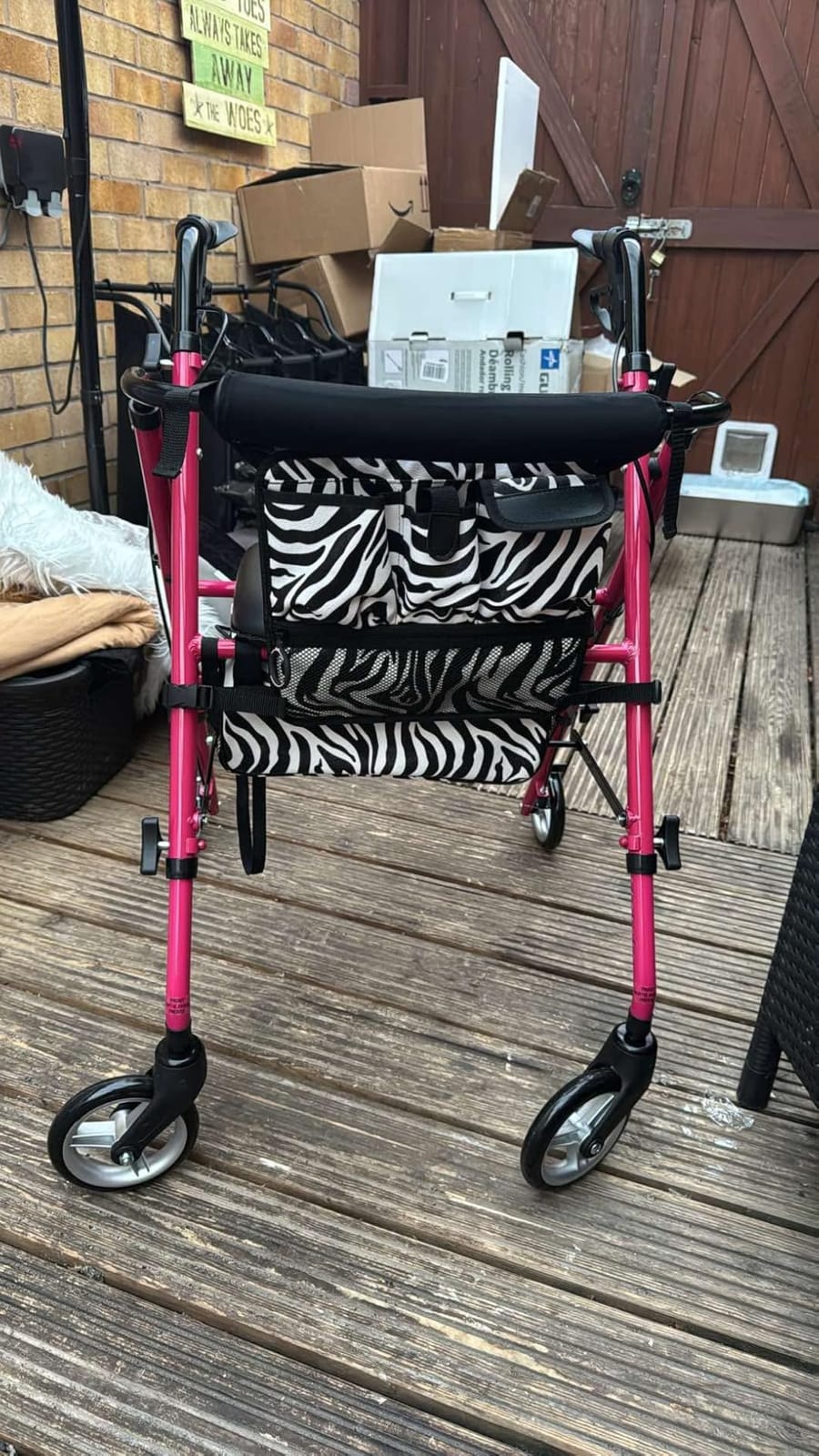 Medline Posh Premium Lightweight Aluminum Rollator Walker, Pink & Zebra Print, 250 lb. Weight Capacity, 6” Wheels, Water Resistant, Foldable, Rolling Walker for Seniors customer photo 2