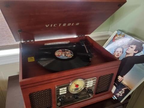 Victrola Quincy - 6-in-1 Bluetooth Record Player - Mahogany customer photo 2