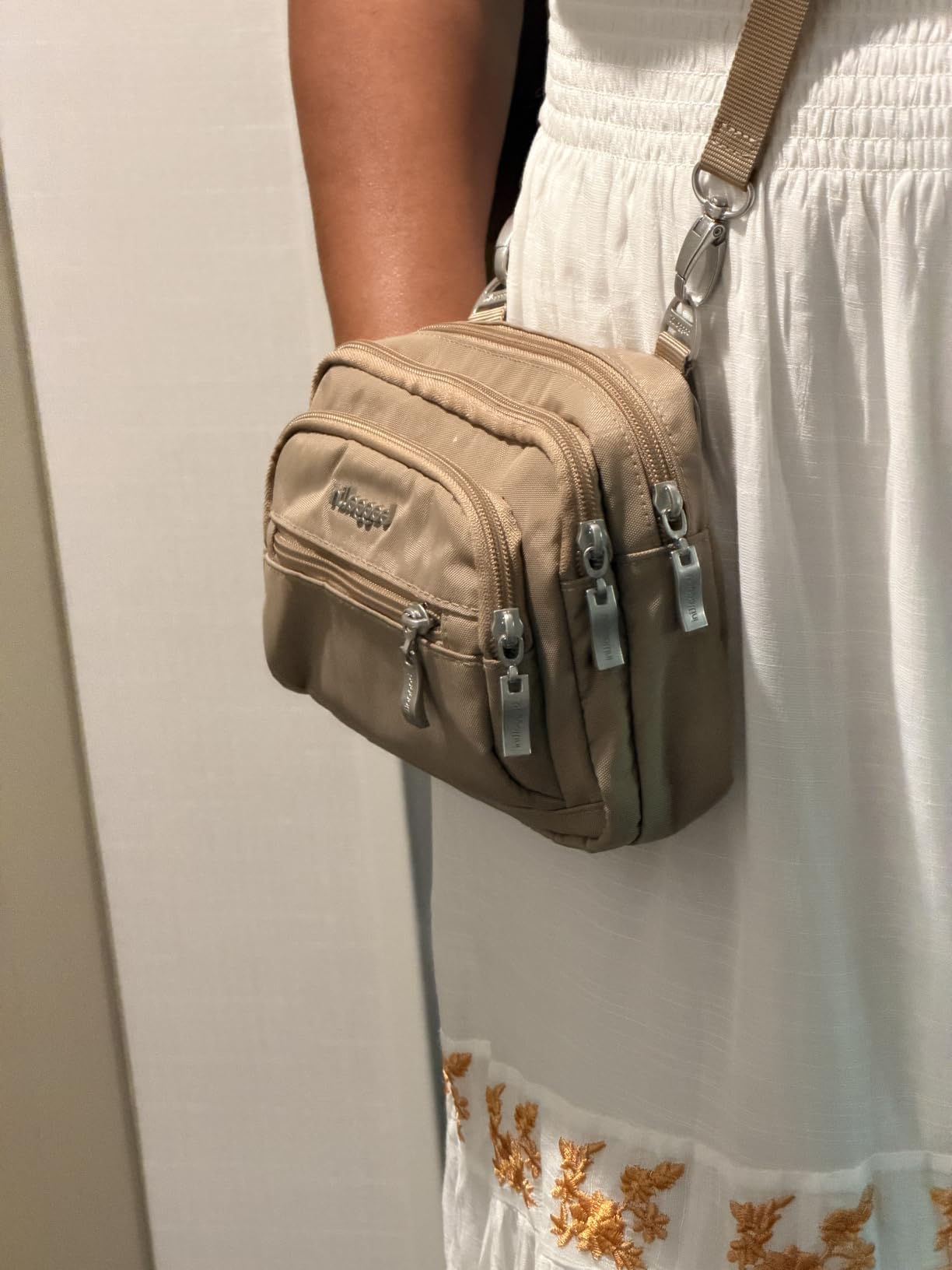 Baggallini Triple Zip Small Crossbody Bag for Women - Lightweight Convertible Fanny Pack Belt Bag customer photo 1