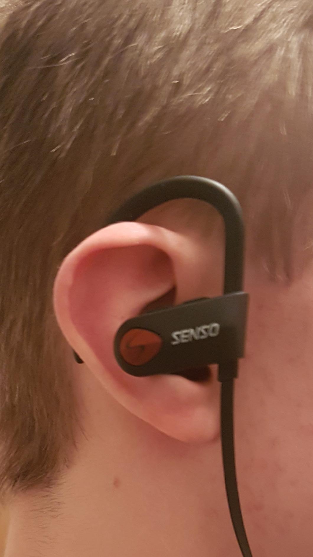 Senso Bluetooth Headphones, Best Wireless Sports Earbuds w/Mic IPX7 Waterproof HD Stereo Sweatproof Earphones for Gym Running Workout Noise Cancelling Earphones Earbuds Noise Cancelling Headsets customer photo 1
