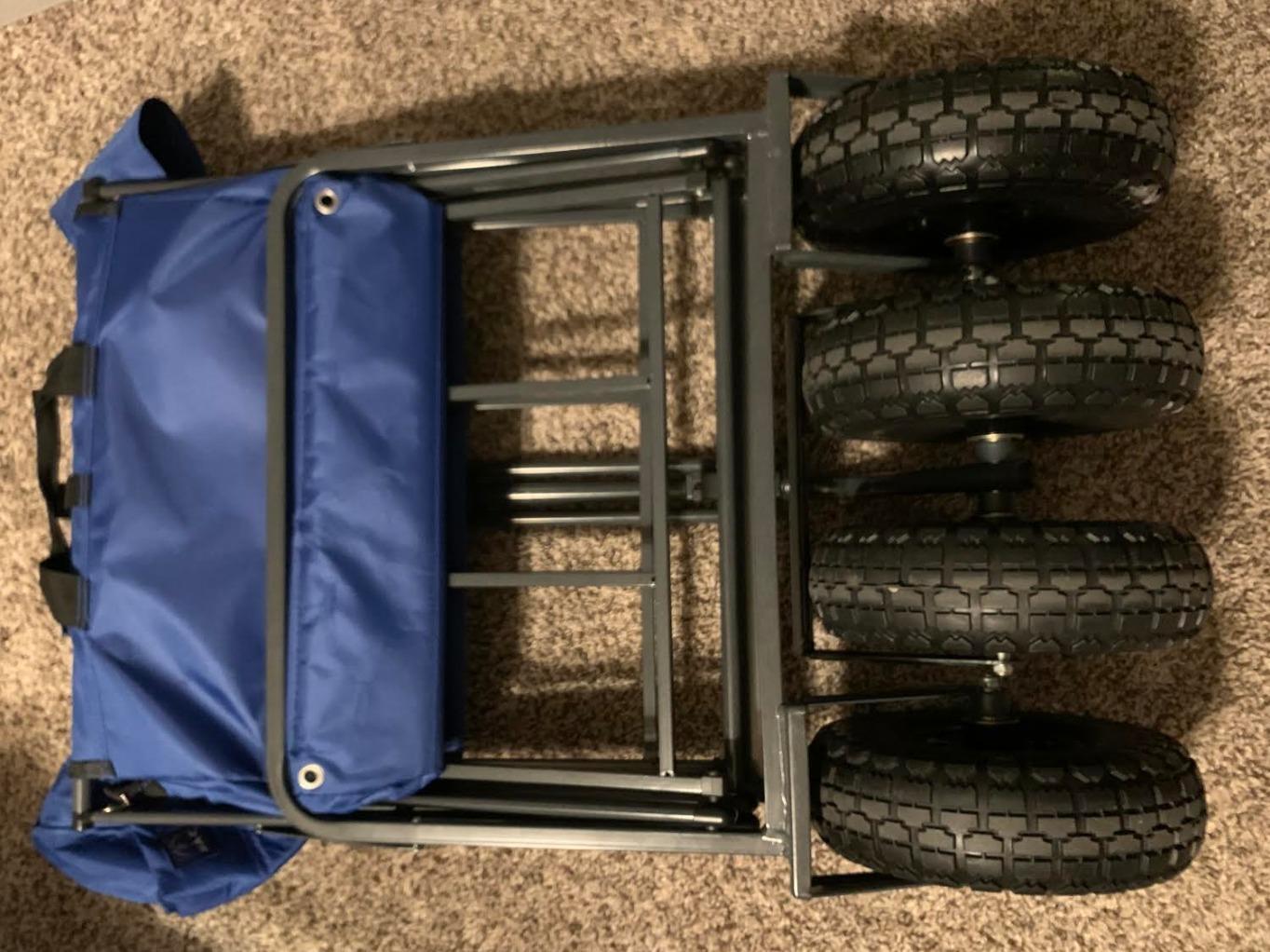 Mac Sports Heavy Duty Collapsible Folding All Terrain Utility Beach Wagon Cart, Blue/Black | Folding Outdoor Beach Garden Cart with All Terrain Wheels customer photo 1