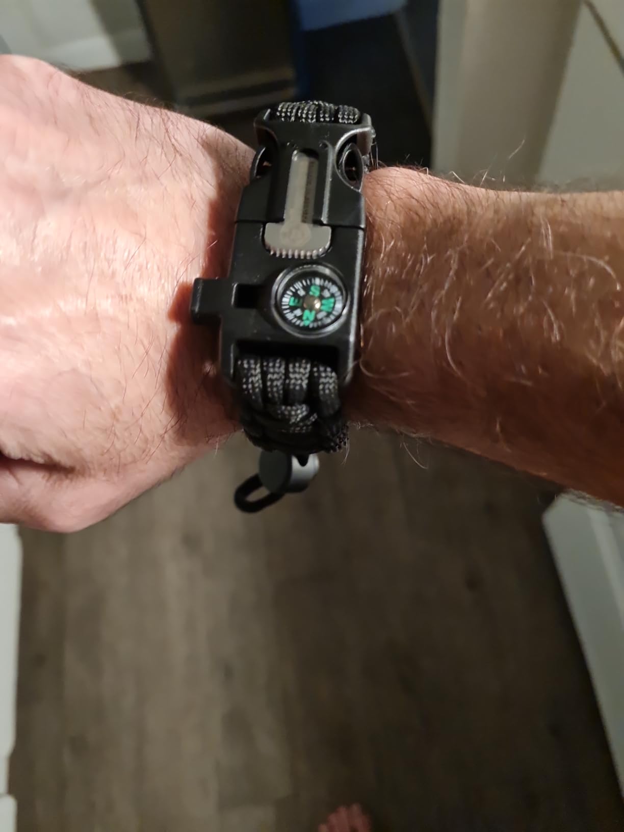 Atomic Bear Paracord Bracelet (2 Pack) - Adjustable - Fire Starter - Loud Whistle - Perfect for Hiking, Camping, Fishing and Hunting - Black & Black+Orange customer photo 1