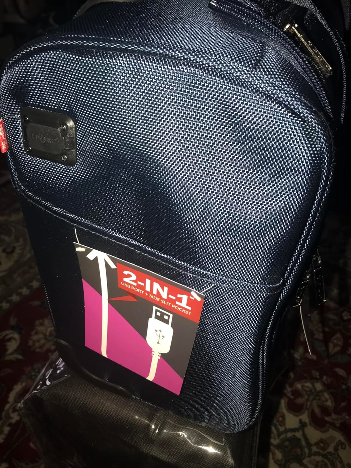 TPRC 15” Underseat Carry-On Luggage Airline Approved Personal Item with USB Charging Port, Purple customer photo 1