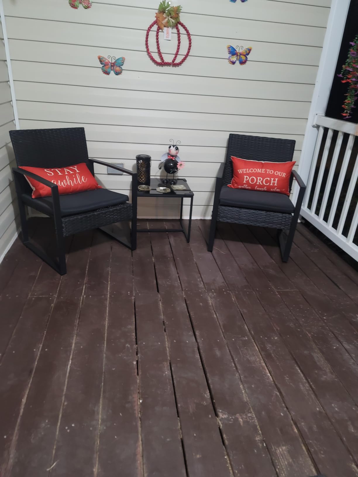 Flamaker 3 Pieces Patio Furniture Set Outdoor Wicker Bistro Chair (Black) customer photo 1