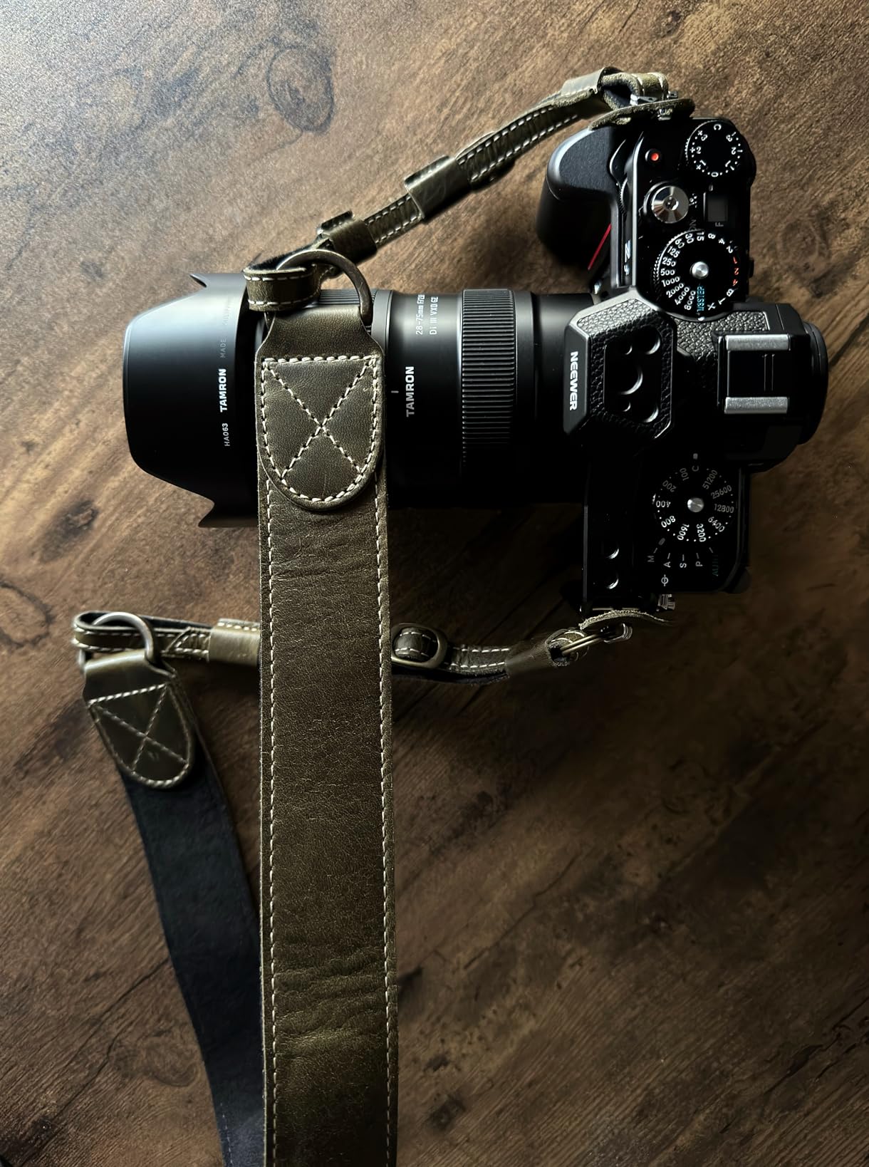 MegaGear Sierra Genuine Full-Grain Leather Camera Strap — Vintage Shoulder & Neck Strap for Canon, Sony, Fuji, Leica, Nikon, Olympus DSLR & Mirrorless — 39-47 in Adjustable, Hand-Stitched, Brown customer photo 2