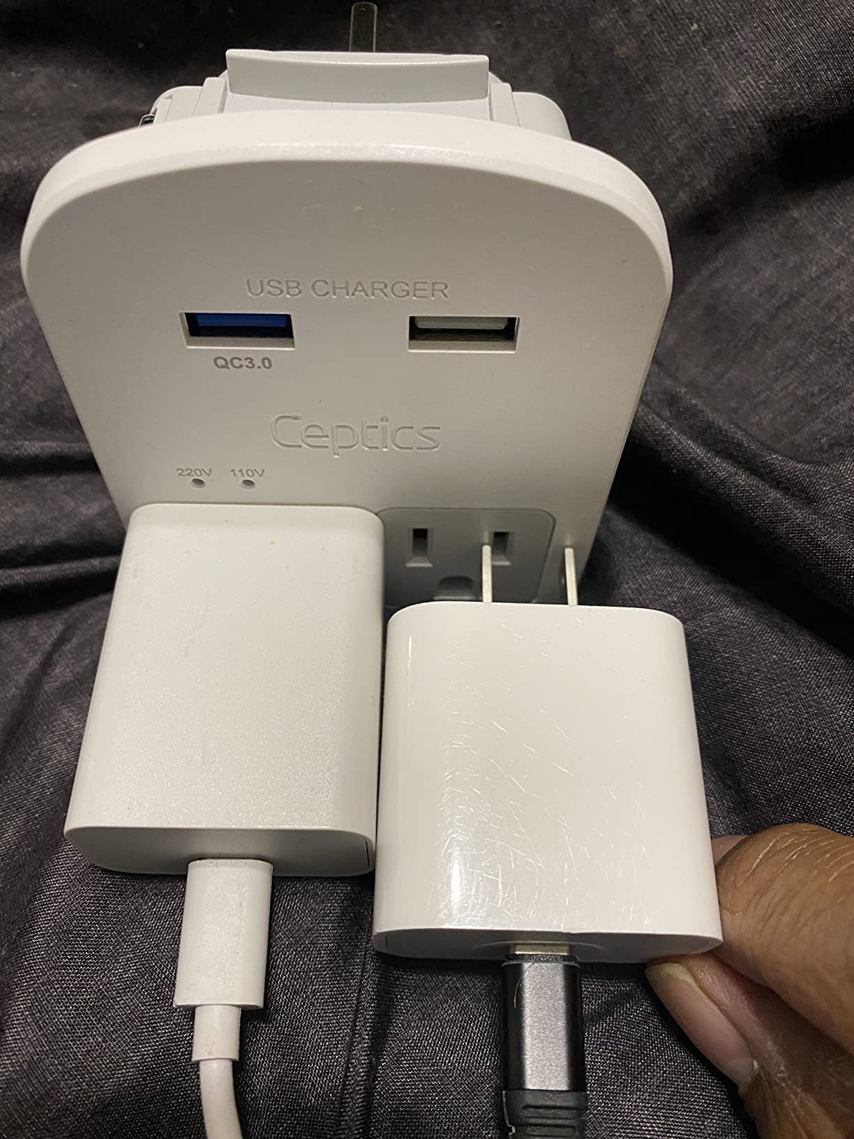 Ceptics Travel Power Strip W/ Adapter Plug Set - Equipped with USB, Type C for iPhone, Chargers, Cell Phones, Laptop - Plugs for Europe, Asia, China, USA, Africa, South America PS-2U customer photo 1