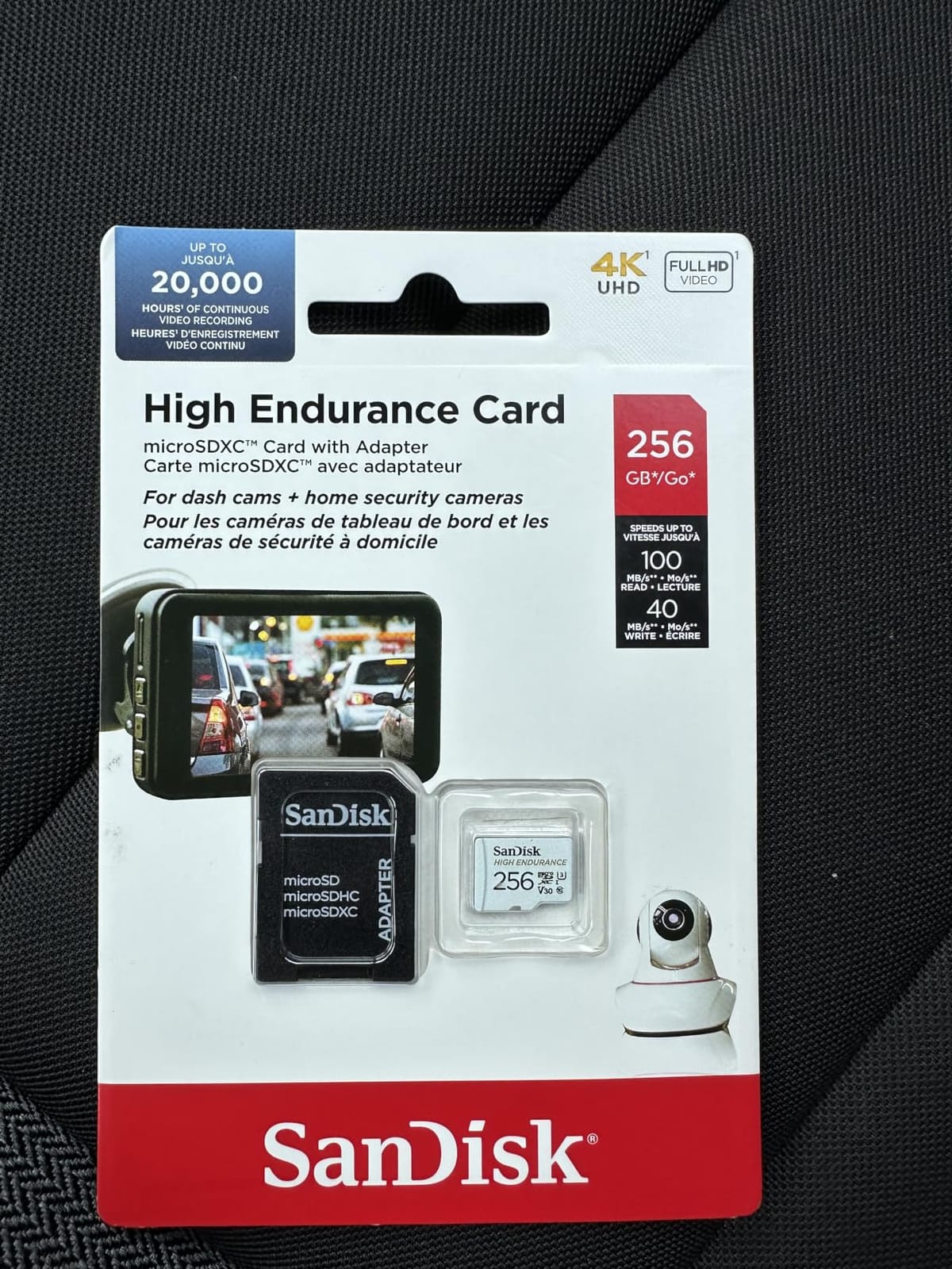 SANDISK 256GB High Endurance Video microSDXC Card with Adapter for dash cam and home monitoring systems - C10, U3, V30, 4K UHD, Micro SD Card - SDSQQNR-256G-GN6IA customer photo 2