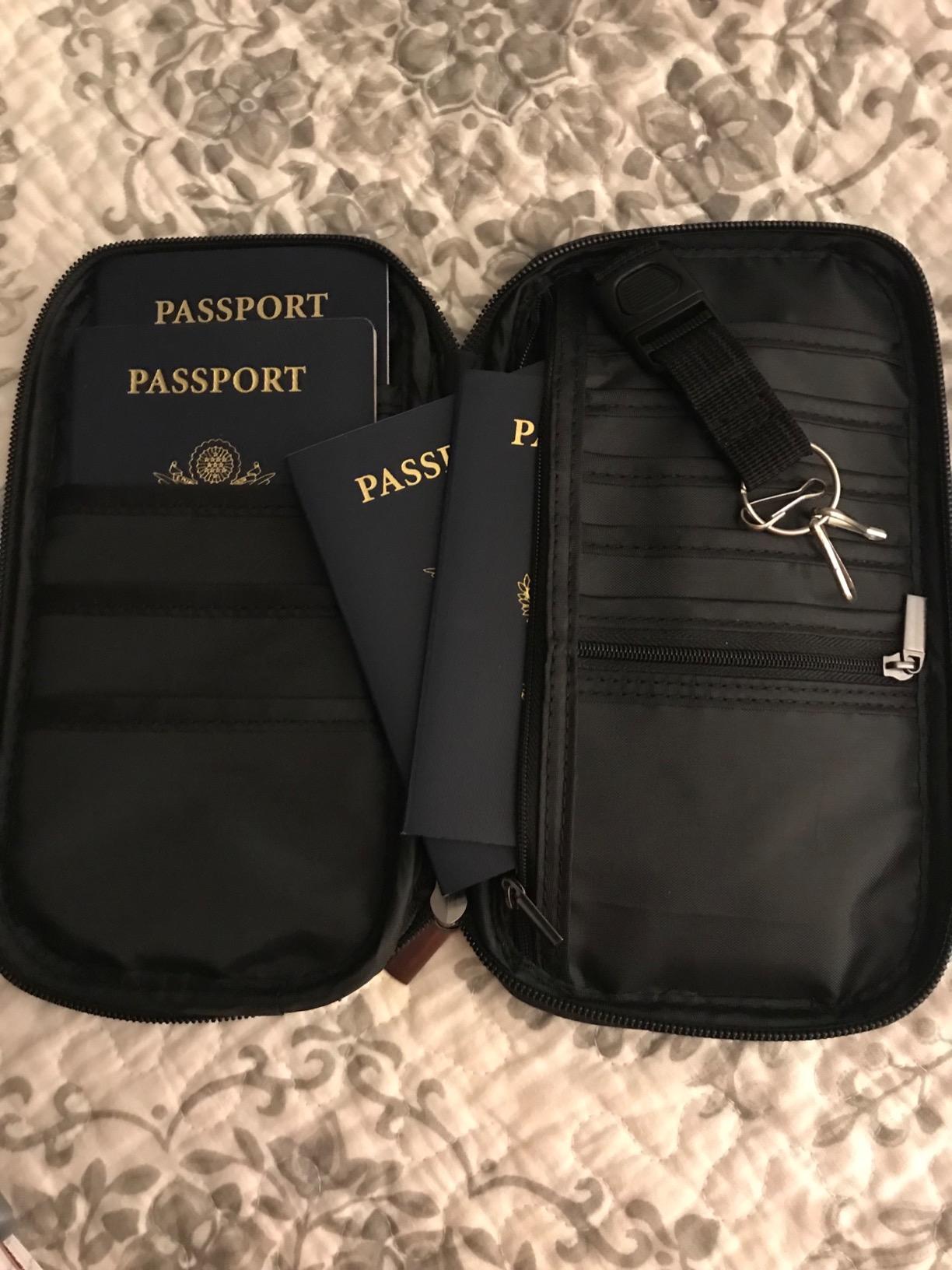 RFID Family Passport Wallet Holder Waterproof, Travel Document Organizer Credit Card Clutch Bag for Men Women customer photo 2