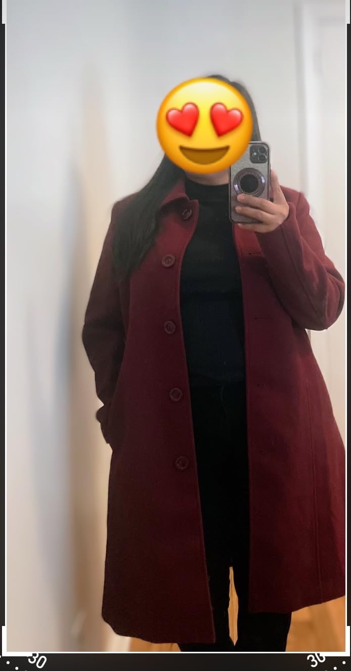 Jenkoon Women's Wool Trench Coat Winter Long Thick Overcoat Walker Coats customer photo 1