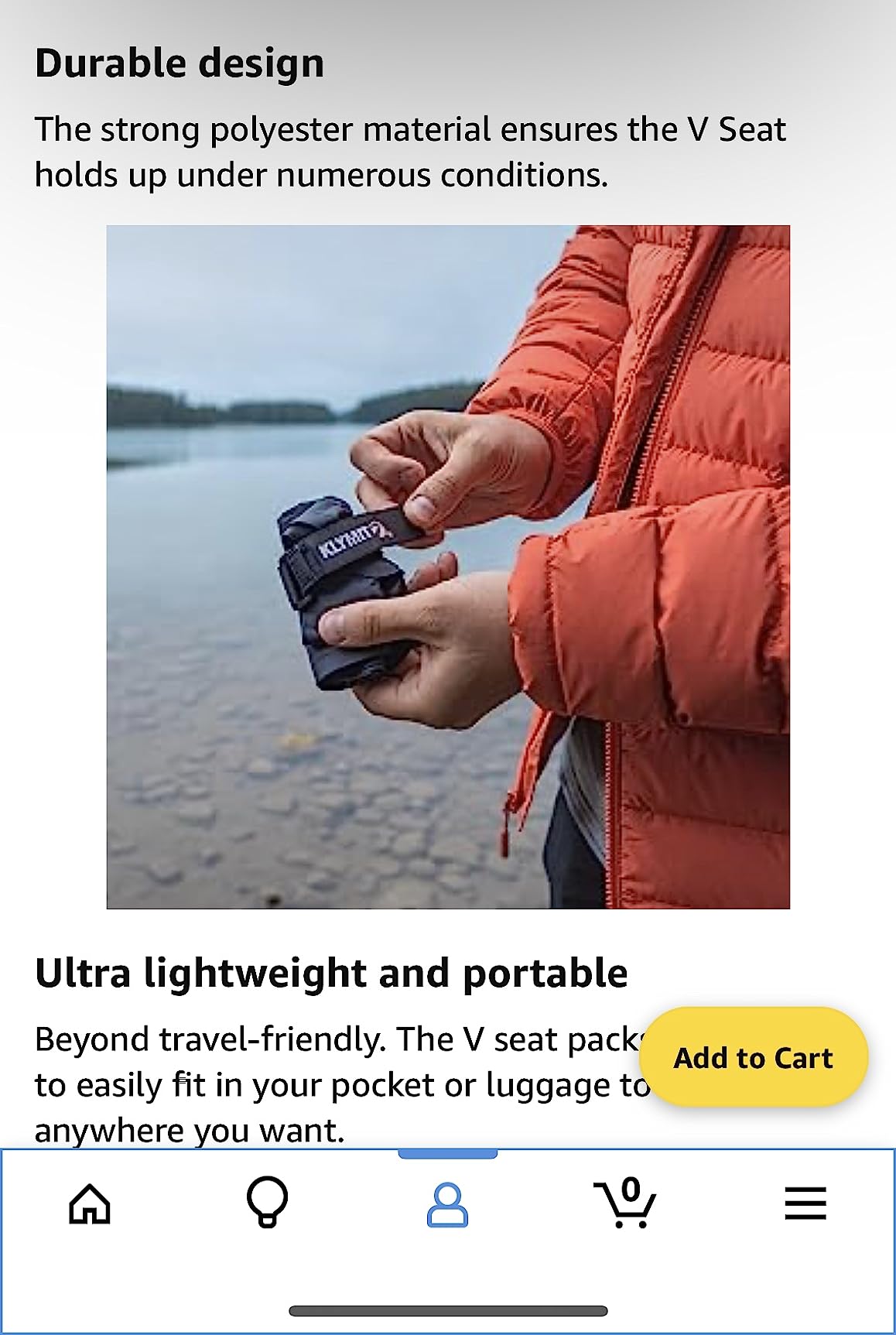 KLYMIT V Seat - Portable, Inflatable Padded Cushion Seat, Perfect for Air Travel, Camping, Backpacking and Bleacher Seats customer photo 1