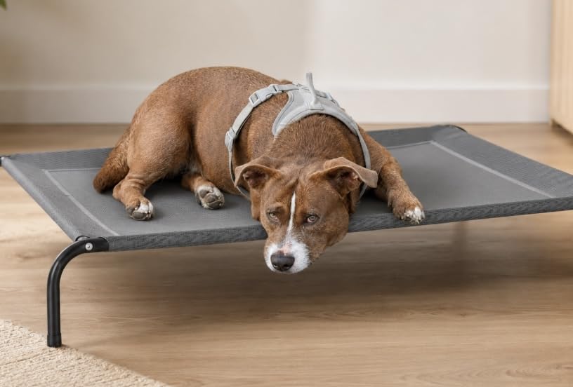 Bedsure Outdoor Elevated Cooling Dog Bed Large Sized Dog, 49in Grey customer photo 1