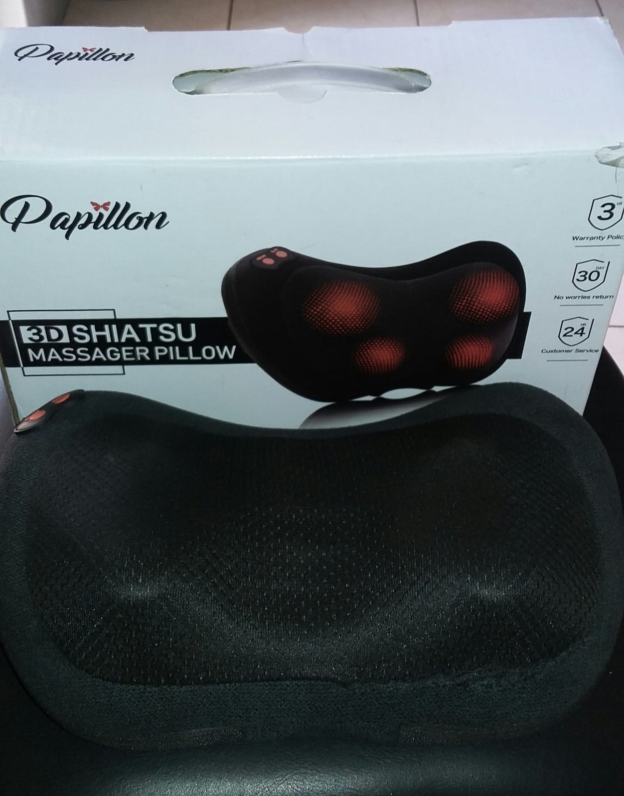 Papillon Back Massager with Heat,Shiatsu Pillow for Body Pain Relief Gray customer photo 1