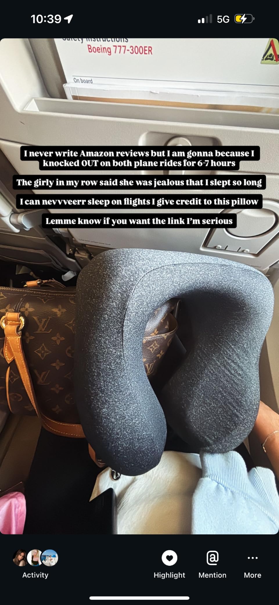 napfun Neck Pillow for Traveling, Upgraded Travel Neck Pillow for Airplane 100% Pure Memory Foam Travel Pillow for Flight Headrest Sleep, Portable Plane Accessories, Light Grey customer photo 1