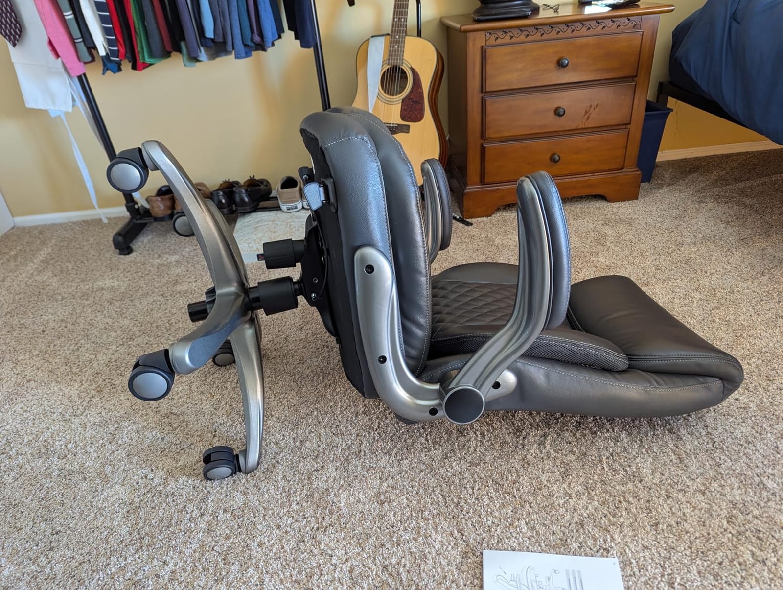 Amazon Basics Ergonomic Executive Office Chair with Adjustable Lumbar Support, Flip-up Arms, Height Adjustable, 360° Rolling Swivel, Computer Desk Chair, Grey Leather customer photo 2
