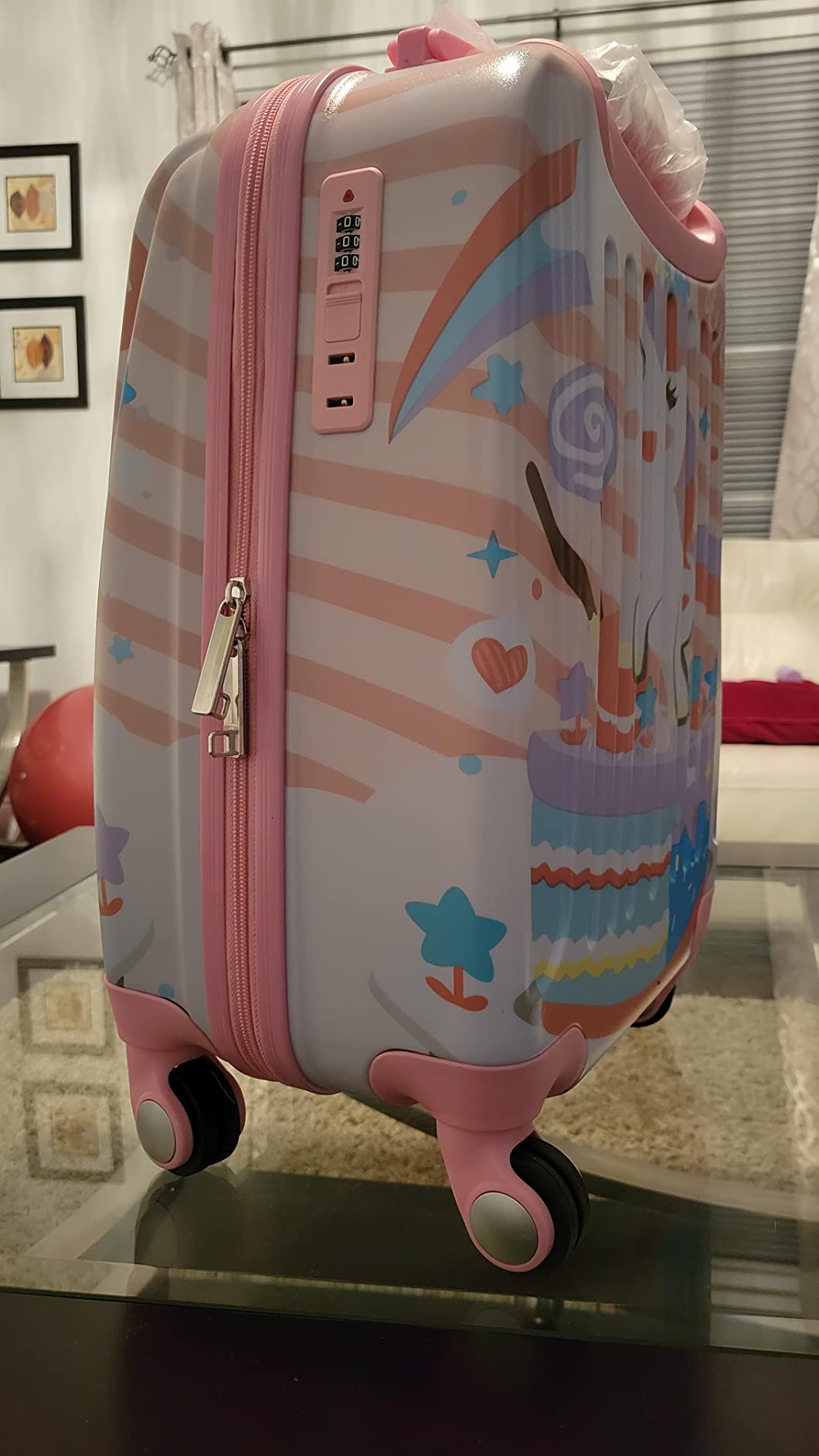 GURHODVO Kids Carry On Luggage for Boy's, Girl's Children Rolling Suitcase with 4 Spinner Wheels Hardshell Case for Toddler to Travel (airplane) customer photo 2