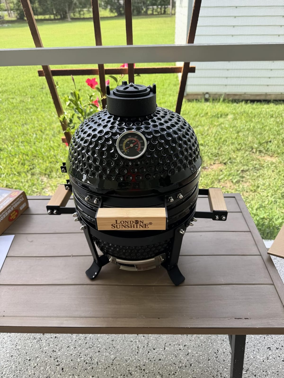 London Sunshine Ceramic BBQ Charcoal Kamado Grill 13 inch Portable Tabletop BBQ Grill Red customer photo 2