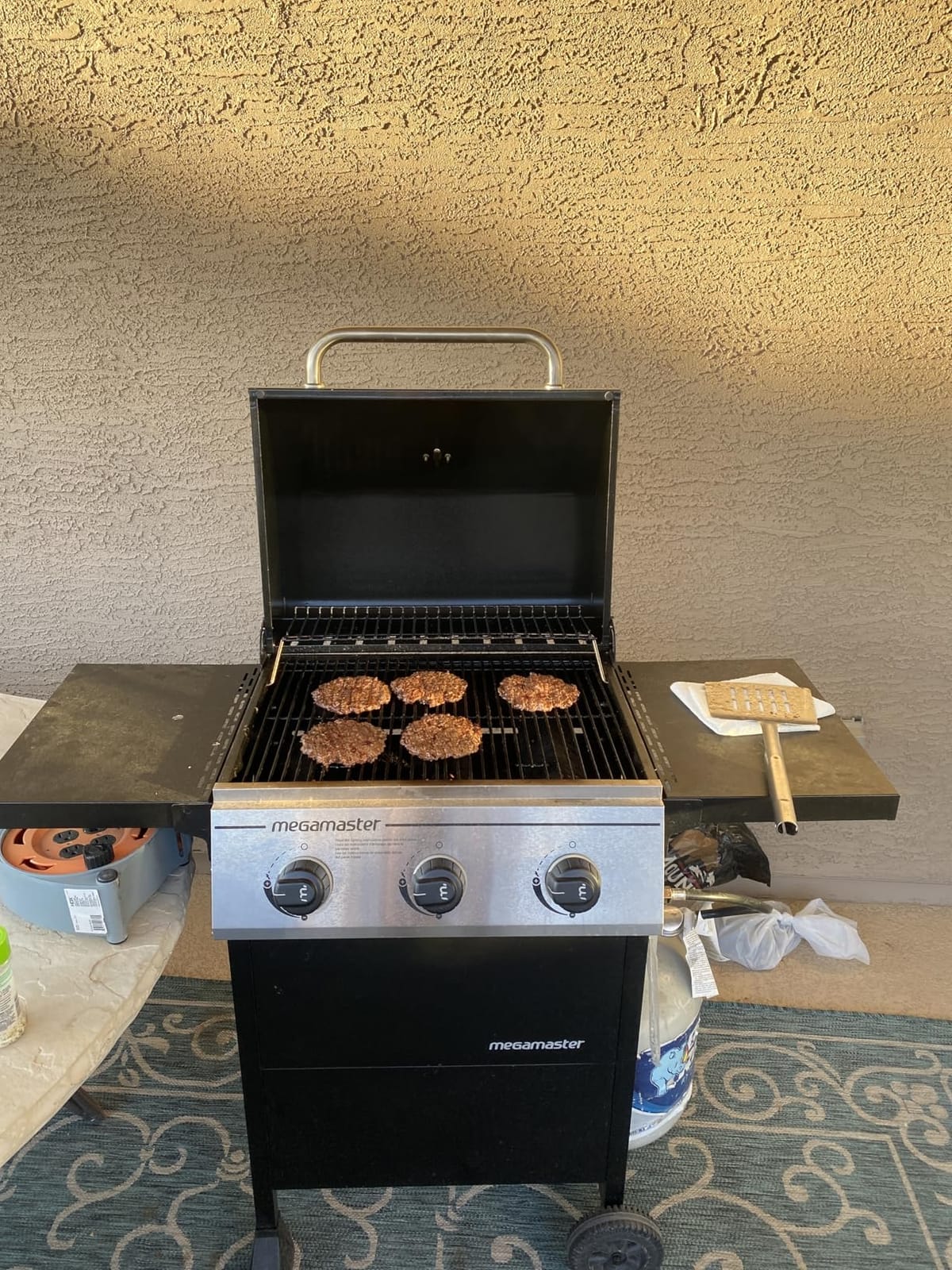 Megamaster Propane 3 Burner Gas Grill, Foldable Shelves with Warming Rack customer photo 1