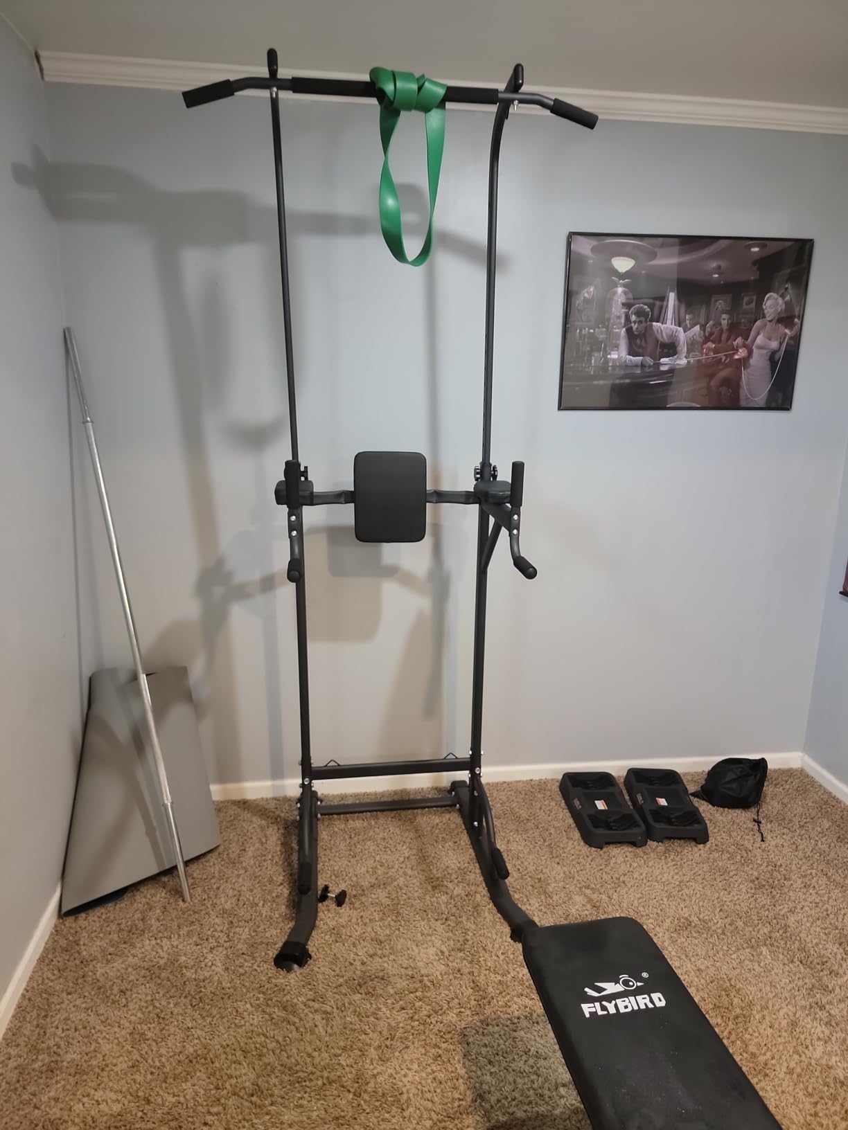 Pull Up Dip Station for Home Gym, Power Tower with Backrest, Adjustable Height Pull Up Bar Stand, Multifunctional Strength Training Fitness Workout Station customer photo 2
