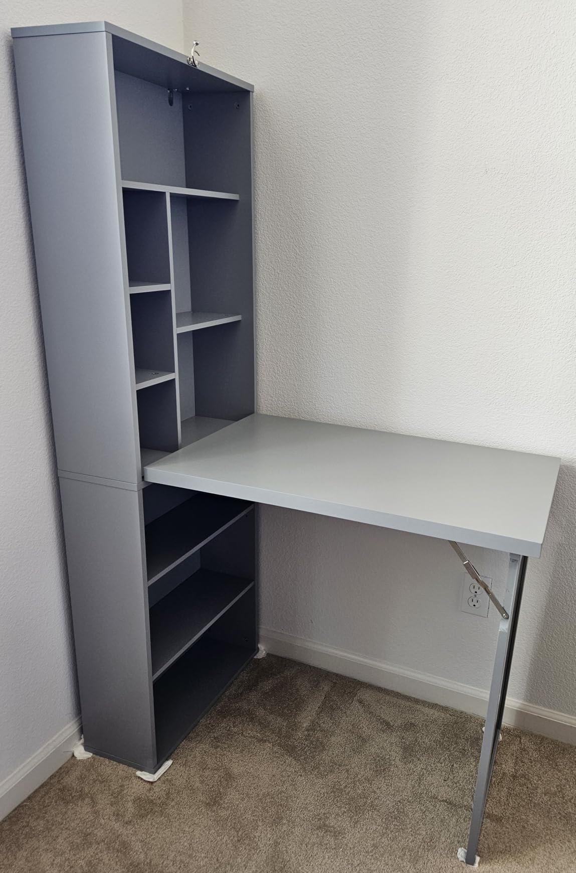 HOMCOM Foldable Desk Wall Mounted Convertible Table for Small Spaces, White customer photo 2
