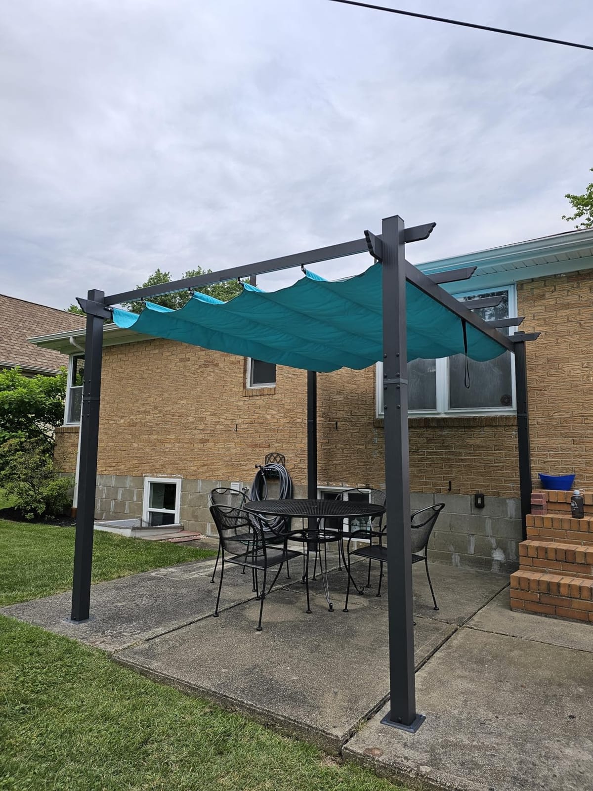 PURPLE LEAF Outdoor Retractable Pergola 10' X 12' Canopy Aluminum, Beige customer photo 1