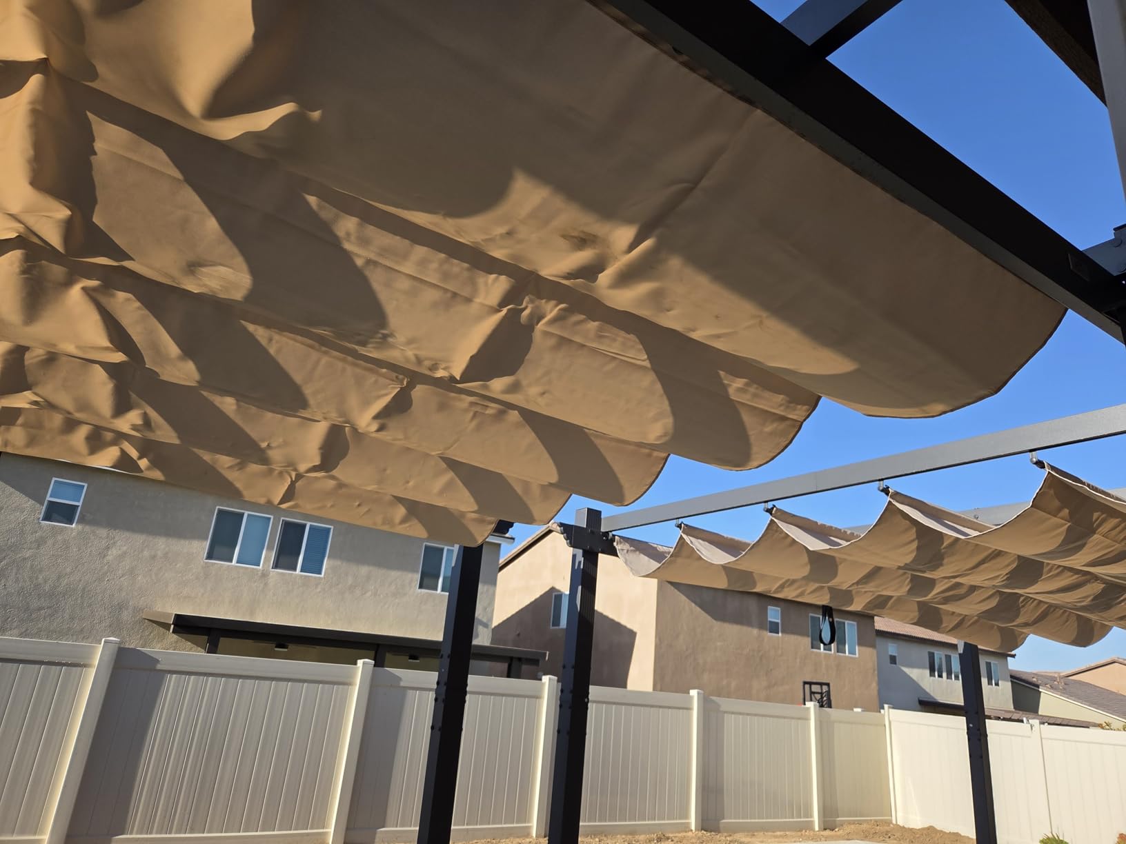 PURPLE LEAF Outdoor Retractable Pergola 10' X 12' Canopy Aluminum, Beige customer photo 2