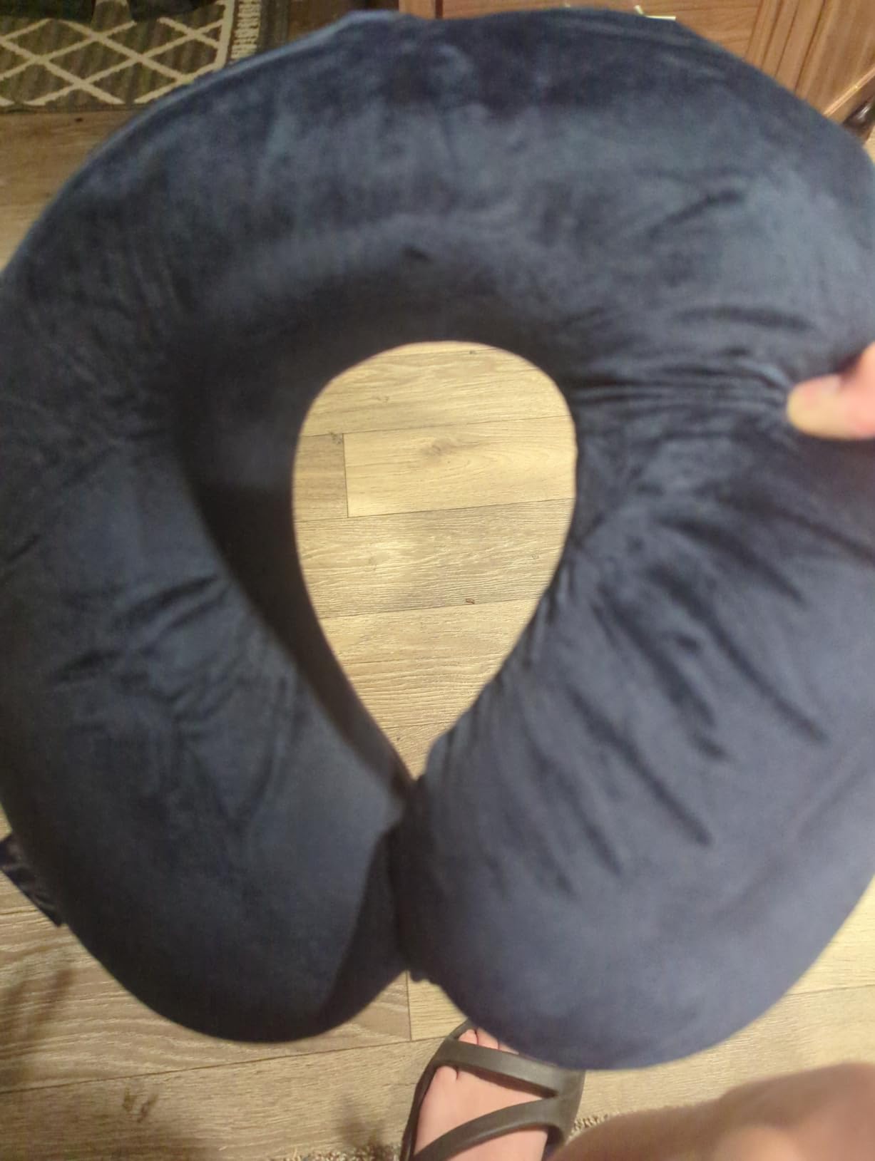 Fabuday Memory Foam Travel Pillows for Airplanes - Neck Pillow for Traveling with Attachable Snap Strap Soft Washable Cover, Flight Pillow for Sleeping, Car, Home, Office, Black customer photo 1