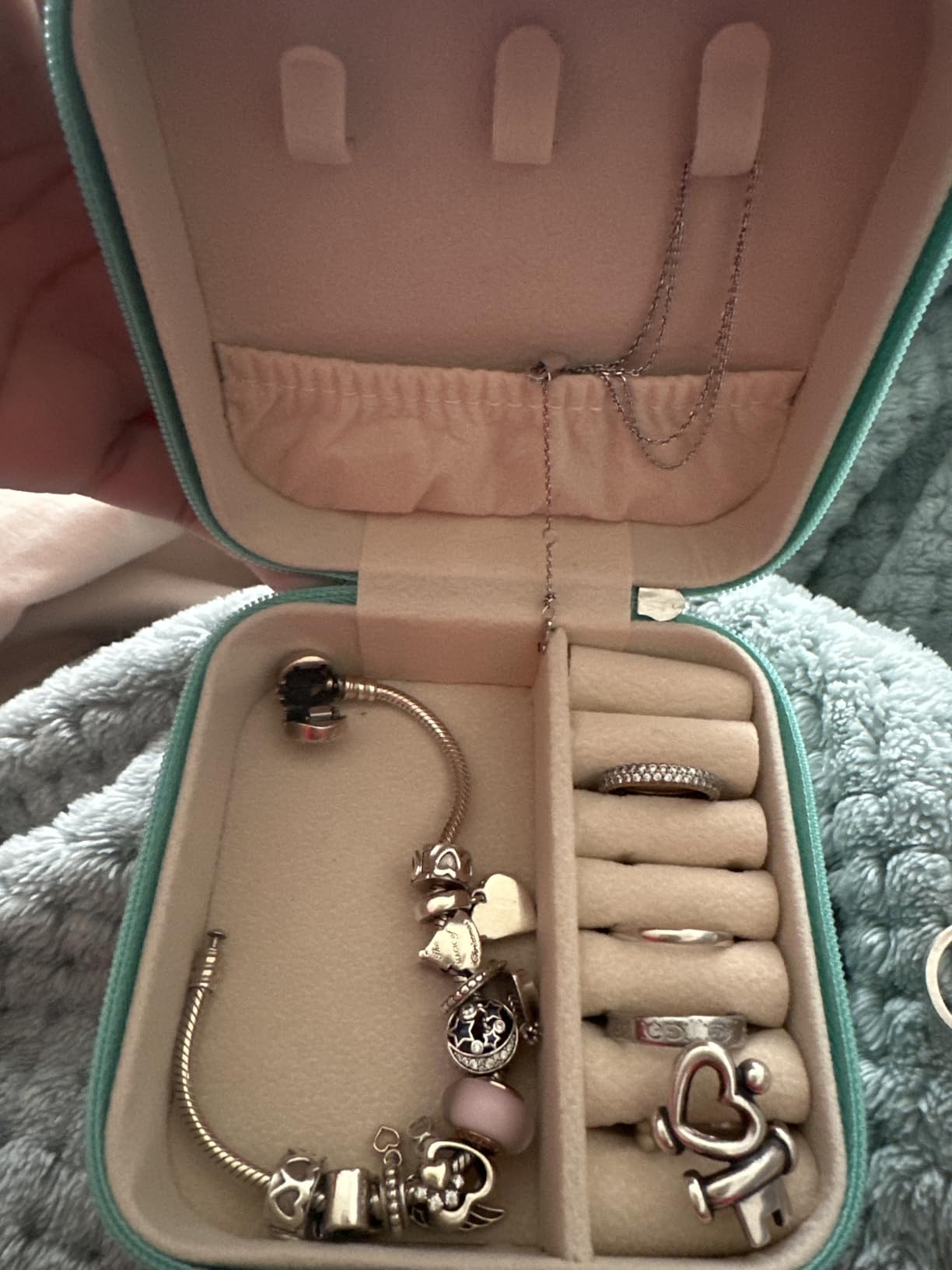 TRODANCE Mini Jewelry Travel Case, Small Portable Jewellry Organizer Box Portable Display Storage Box for Rings Earrings Necklaces, Gifts for Girl, Women, Wedding, Birthday, Mom, Mother's Day (Blue) customer photo 1
