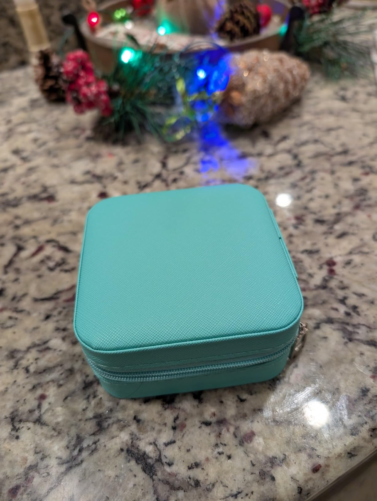 TRODANCE Mini Jewelry Travel Case, Small Portable Jewellry Organizer Box Portable Display Storage Box for Rings Earrings Necklaces, Gifts for Girl, Women, Wedding, Birthday, Mom, Mother's Day (Blue) customer photo 2