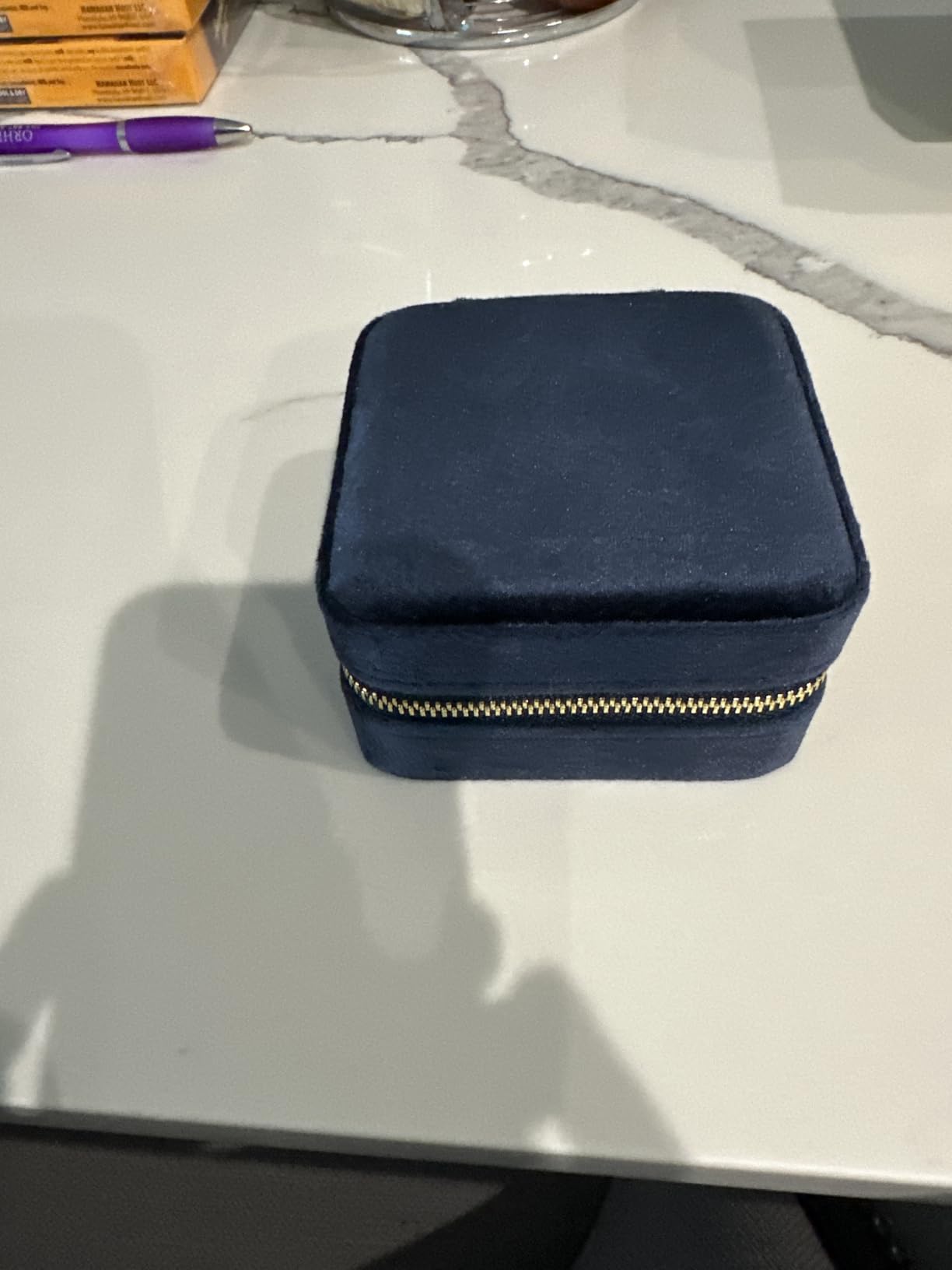 Benevolence LA Featured in Oprah's Favorite Things Plush Velvet Travel Jewelry Box – Jewelry Organizer Case with Mirror – Birthday Gifts for Women – Navy Blue customer photo 1