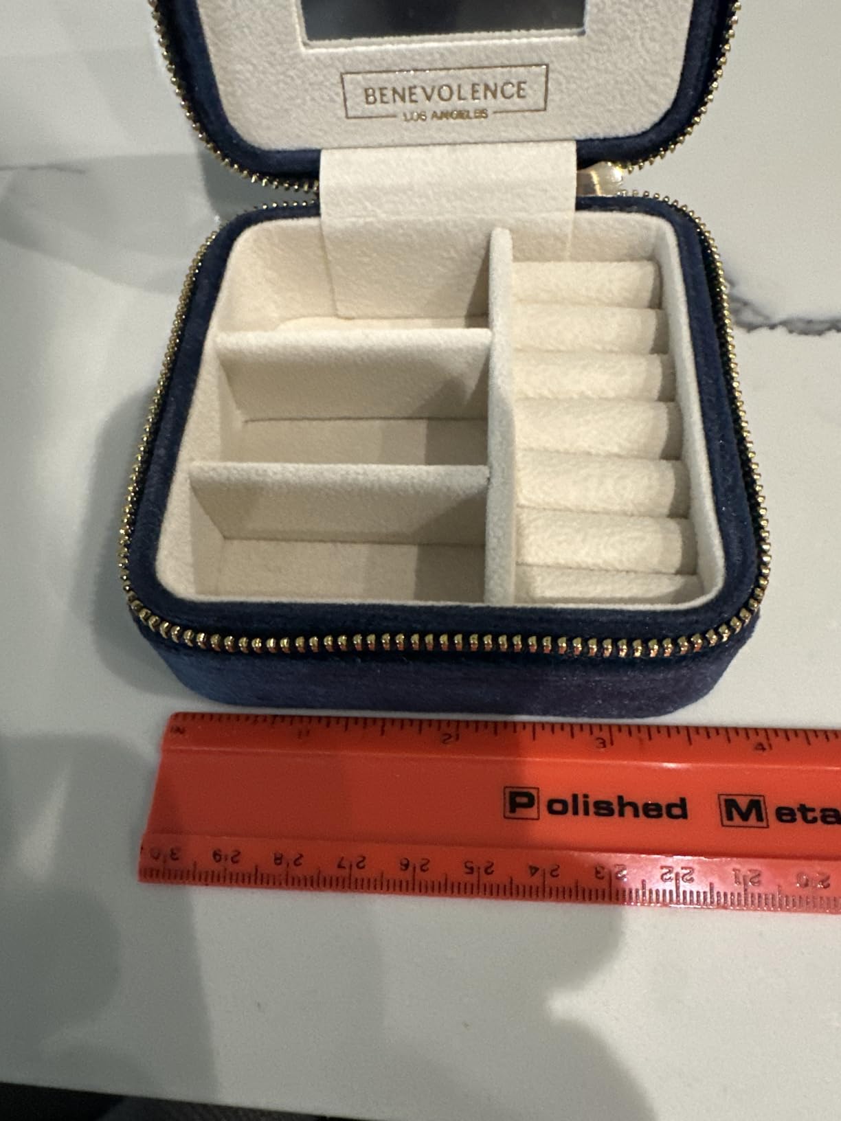 Benevolence LA Featured in Oprah's Favorite Things Plush Velvet Travel Jewelry Box – Jewelry Organizer Case with Mirror – Birthday Gifts for Women – Navy Blue customer photo 2