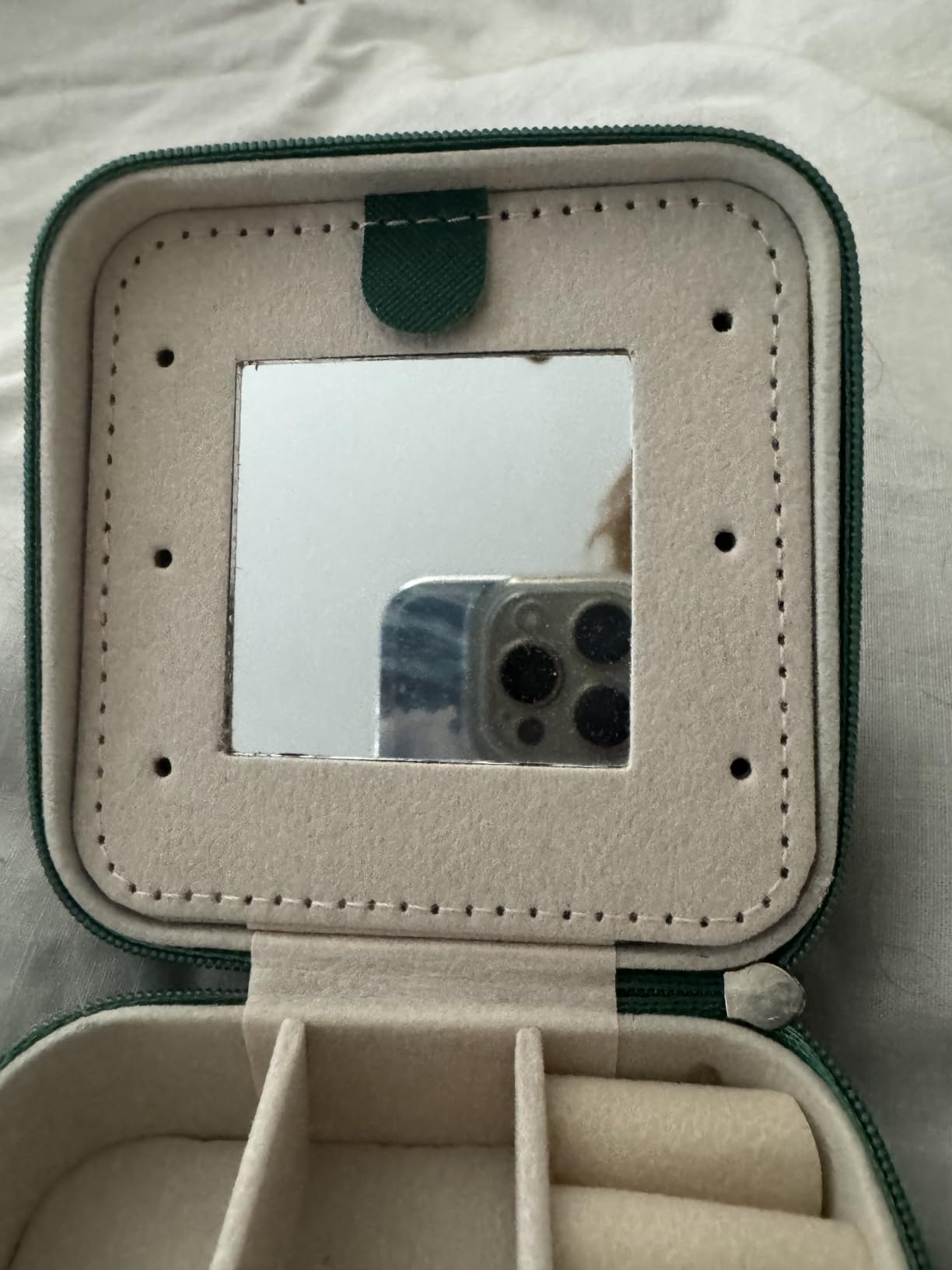 KElofoN Travel jewelry case Travel jewelry box Travel Jewelry Organizer Small box Gift for Girls Women with Mirror(Green) customer photo 1