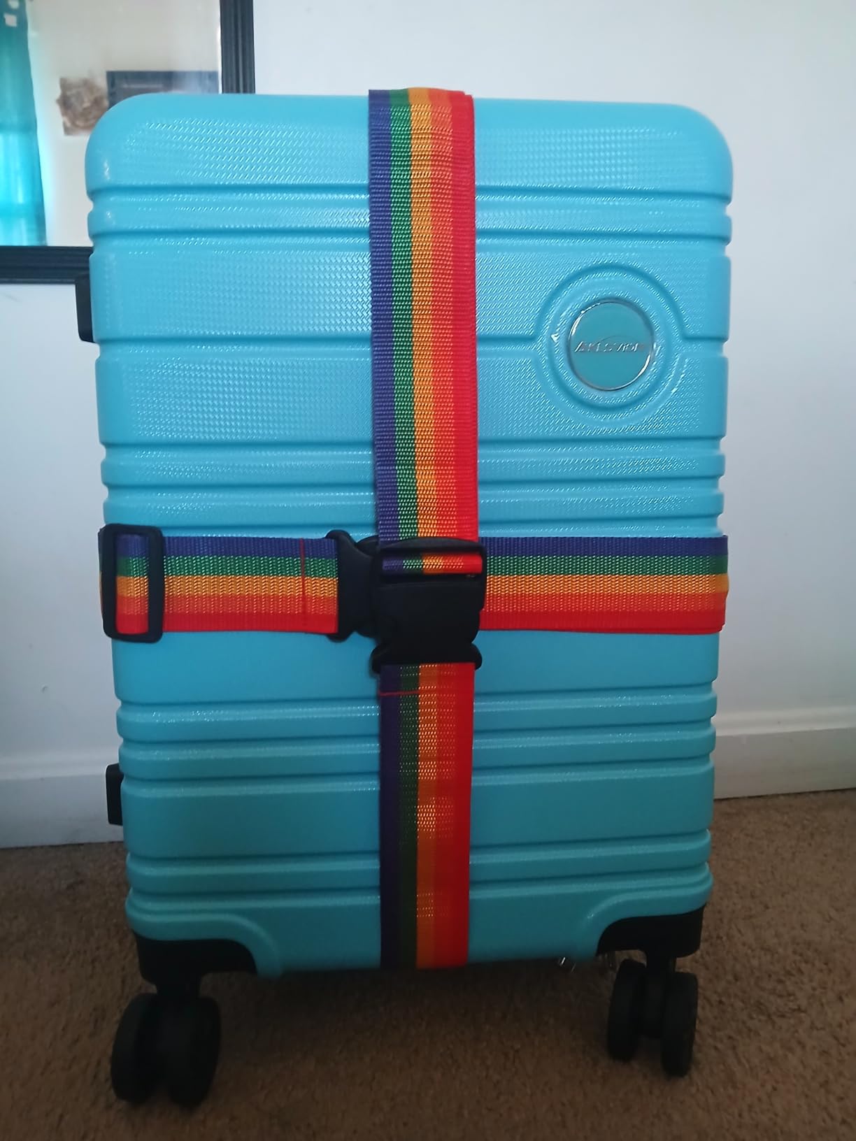 2 Pack Suitcase Belts, Adjustable Luggage Straps, Bright Colors Travel Packing Straps with Quick Release Buckle (Black) customer photo 1