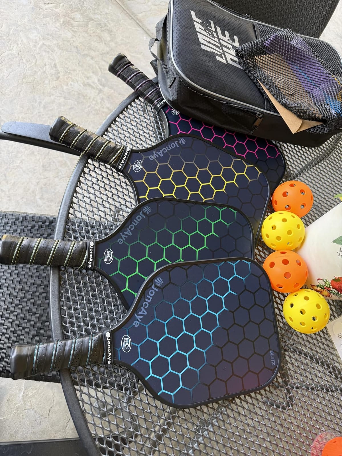 JoncAye Pickleball Paddles Set of 4 or 2 Fiberglass Rackets USAPA Approved customer photo 2