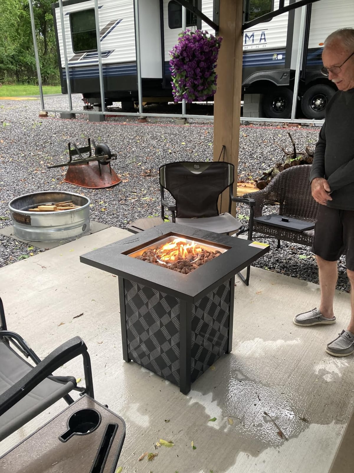 Ciays 28 Inch Propane Fire Pit CSA-Listed Outdoor Fire Pit Table, 50,000 BTU Steel Gas Fire Pits with Lid and Lava Rock, Add Warmth and Ambience to Parties On Patio Deck Garden,Black,CIFPT3-N1 customer photo 2