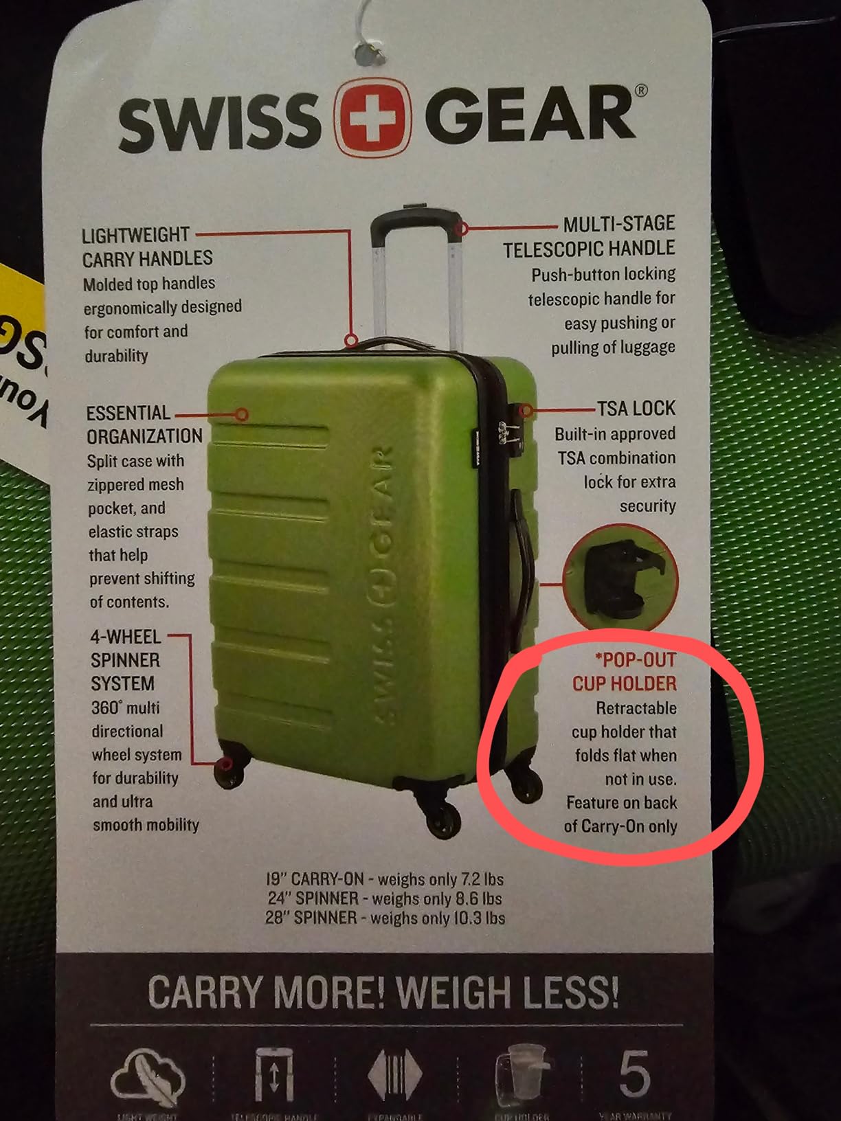 SwissGear 7366 Signature Hardside Expandable Luggage with Spinner Wheels, TSA Lock, Cup-Holder, Cobalt, 3-Piece Set (19/23/27) customer photo 2