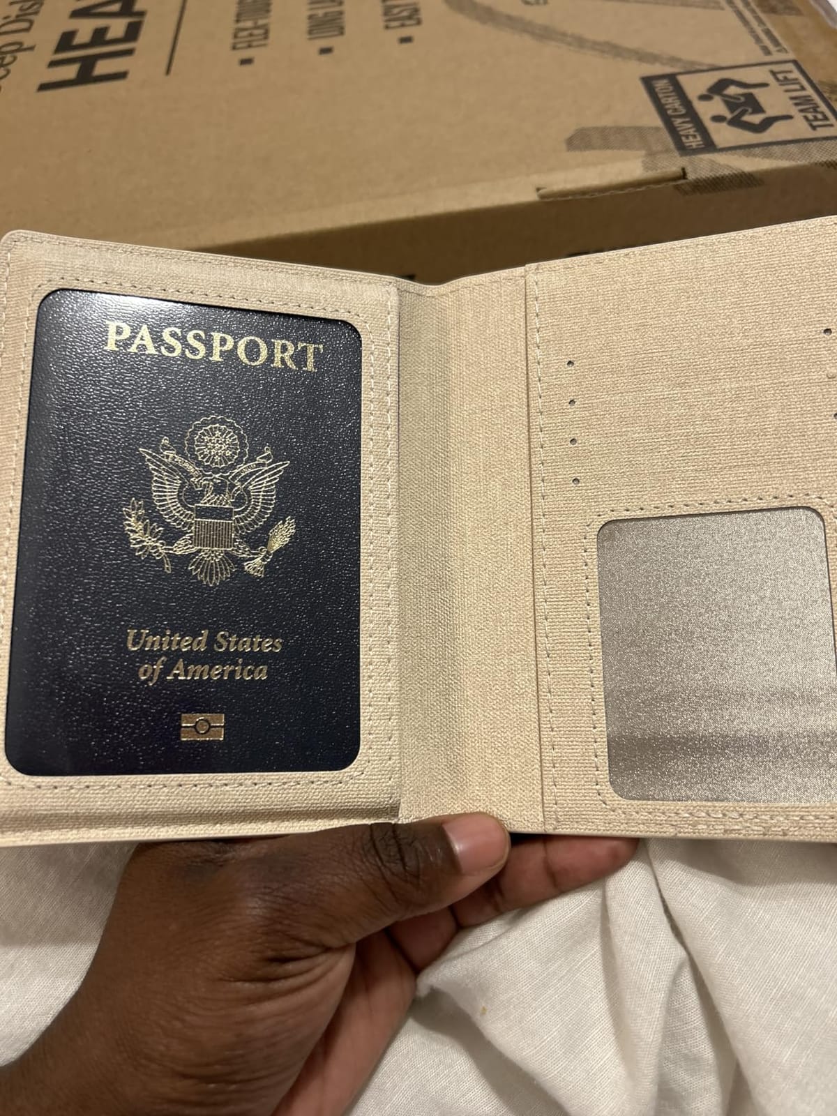 2 Pack Passport Cover With Card Slots RFID Blocking-White&Black customer photo 2
