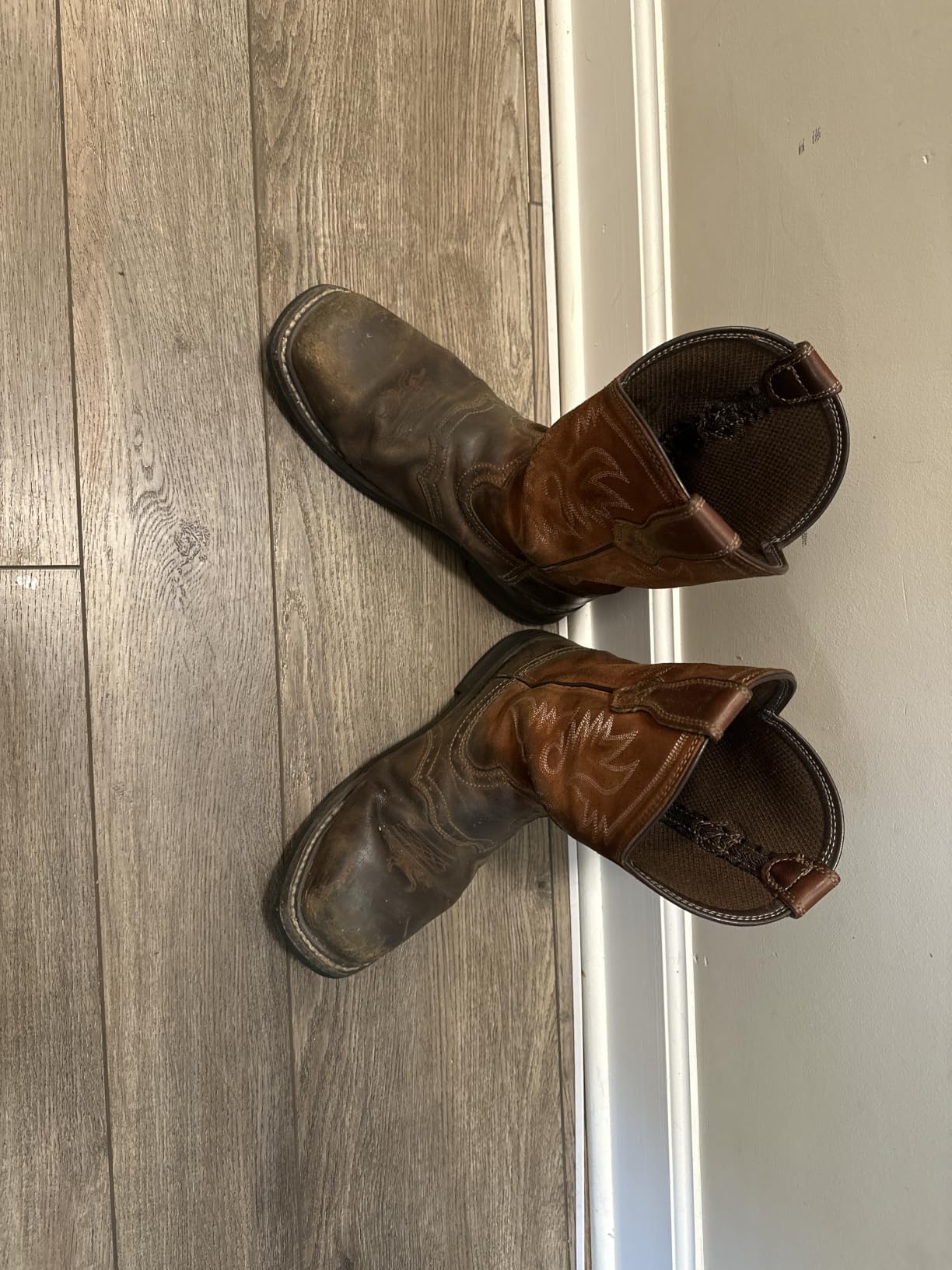 HISEA NINGO Steel Toe Work Boots for Men Square Toe Cowboy Boots Soft Toe customer photo 1