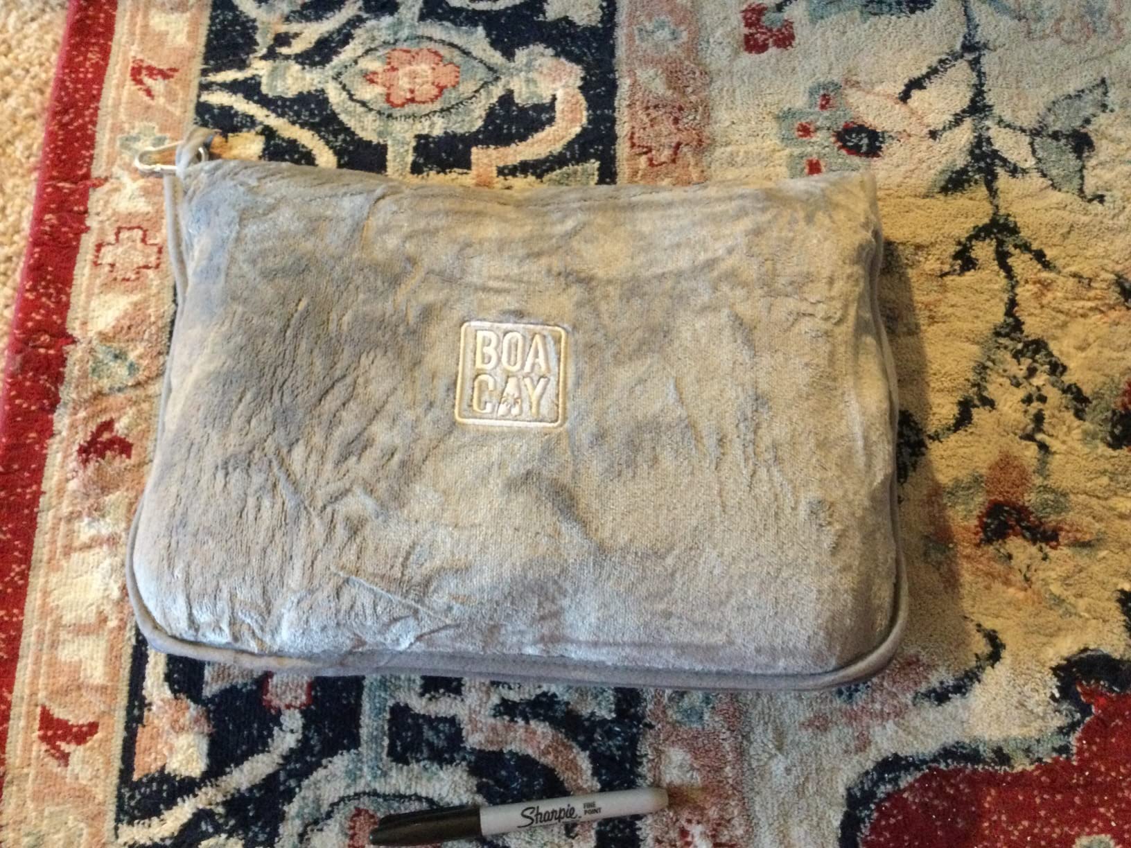 BOACAY Soft & Warm Travel Blanket for Airplane & Car - Long Flight Essential for Women, Men, Kids - Compact Pillow with Luggage Sleeve & Backpack Clip customer photo 1