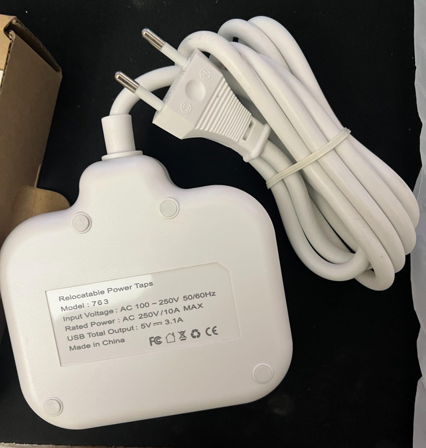 European Travel Plug Adapter, US to European Plug Adapter with 3 American Outlets & 4 USB, 3ft European Power Cord, International Travel Power Strip, Type C for Europe EU Germany France, Travel, White customer photo 2