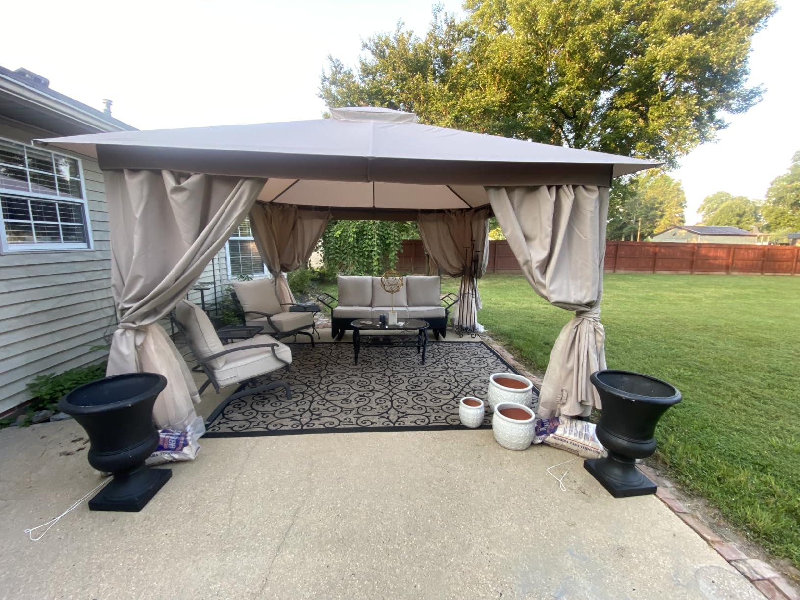 LAUSAINT HOME 10x13 Gazebo Canopy with Netting, Curtains & Double Roof customer photo 1