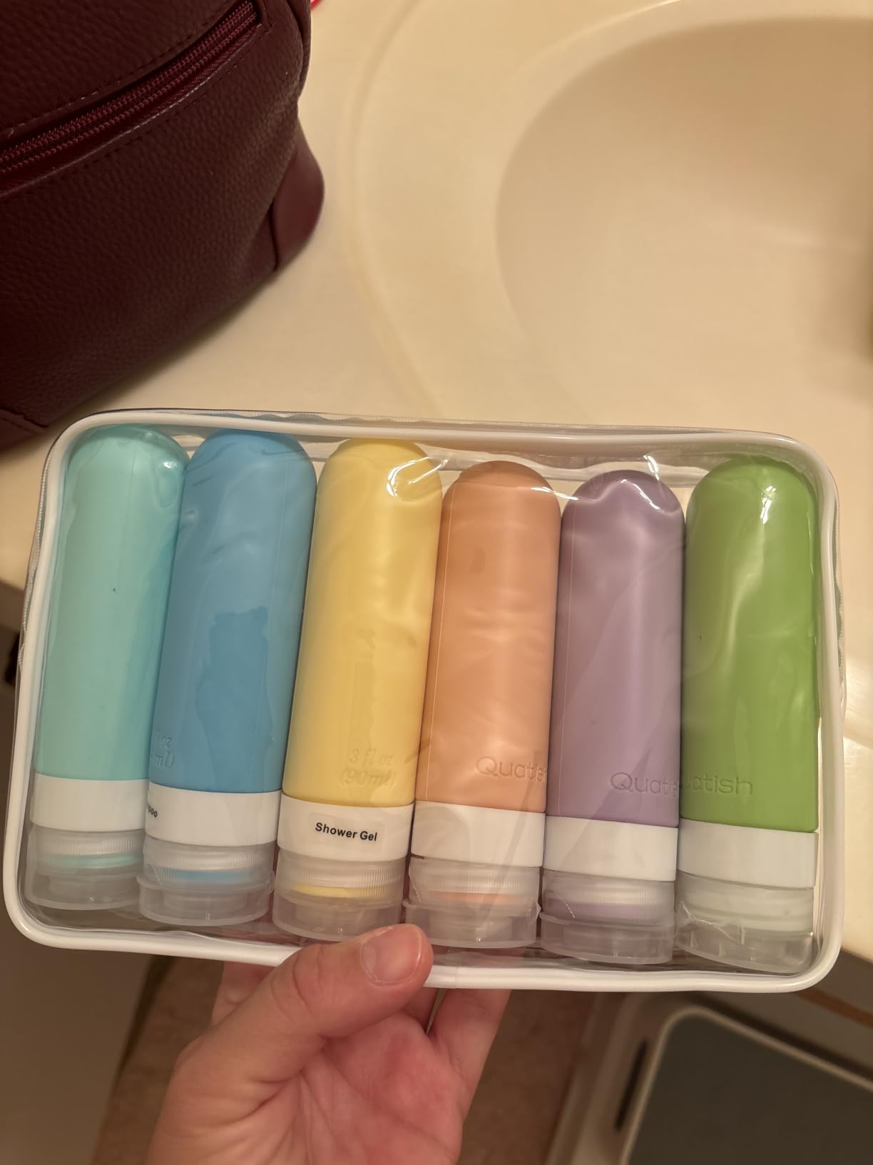 Quatish Travel Bottles for Toiletries 6 Pack, Original Patented Leakproof 3 oz Tsa Approved Travel Size Containers, BPA Free Silicone Shampoo and Conditioner Bottles, Camping Essentials customer photo 1