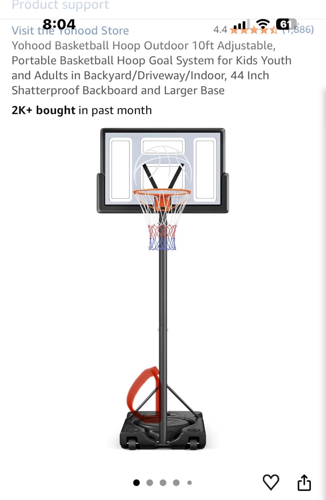 Yohood Basketball Hoop Outdoor, 4.4-10FT Adjustable Height Basketball Goal customer photo 1