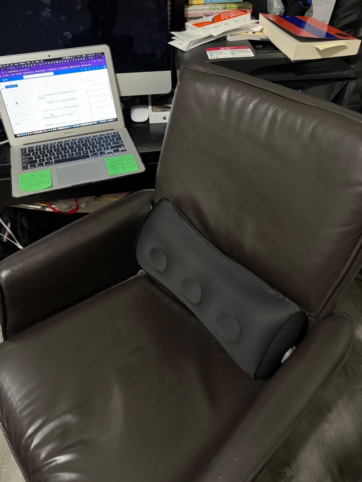 Inflatable Lumbar Pillow for Airplane Travel Lumbar Support Pillow for Car, Office Chair Back Support Office Chair Back Support for Reducing Lower Back Pain (Black) customer photo 1