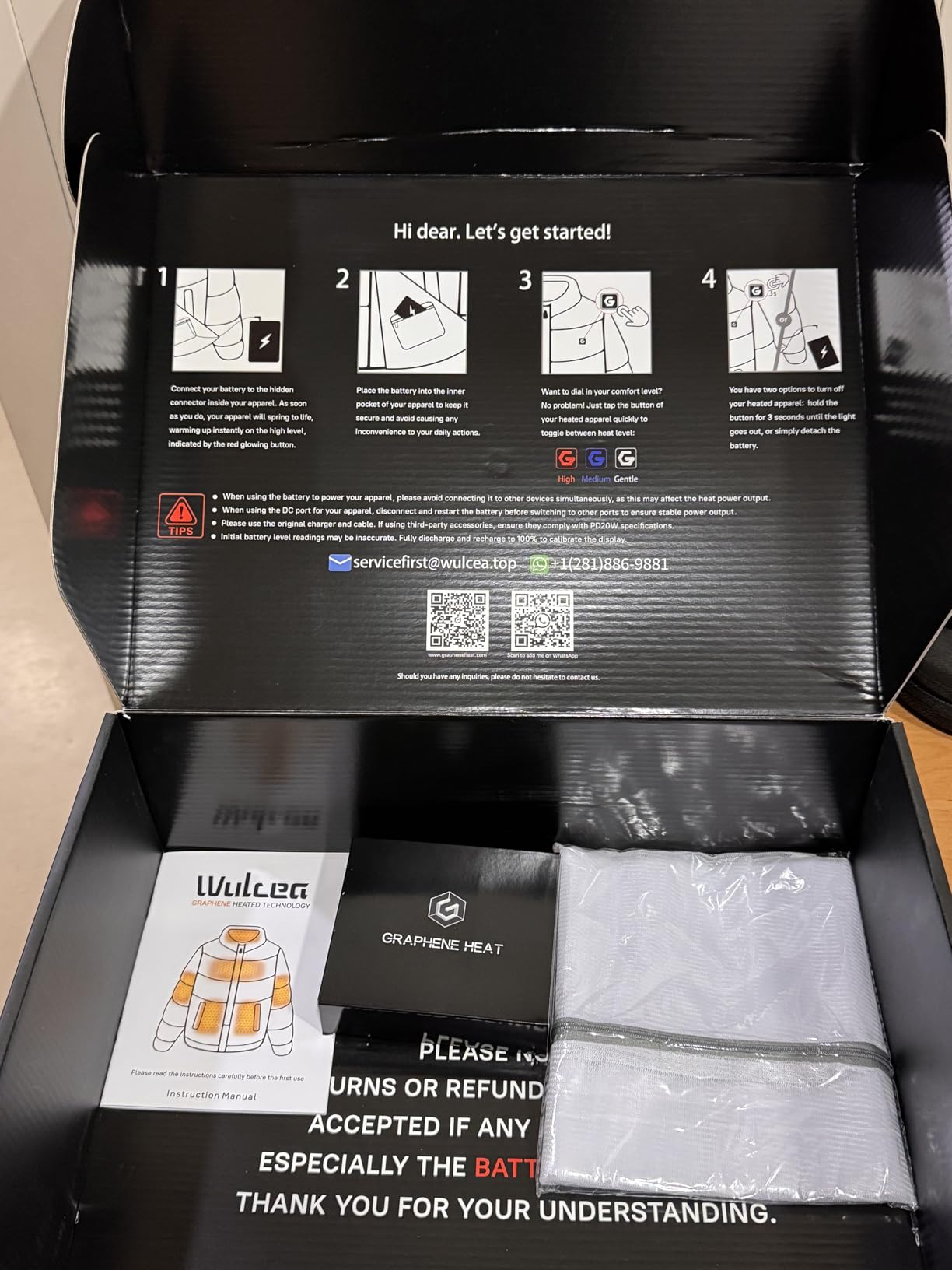 Wulcea Graphene Heated Jacket for Men Fur Lined with Large Capacity Battery Pack customer photo 1