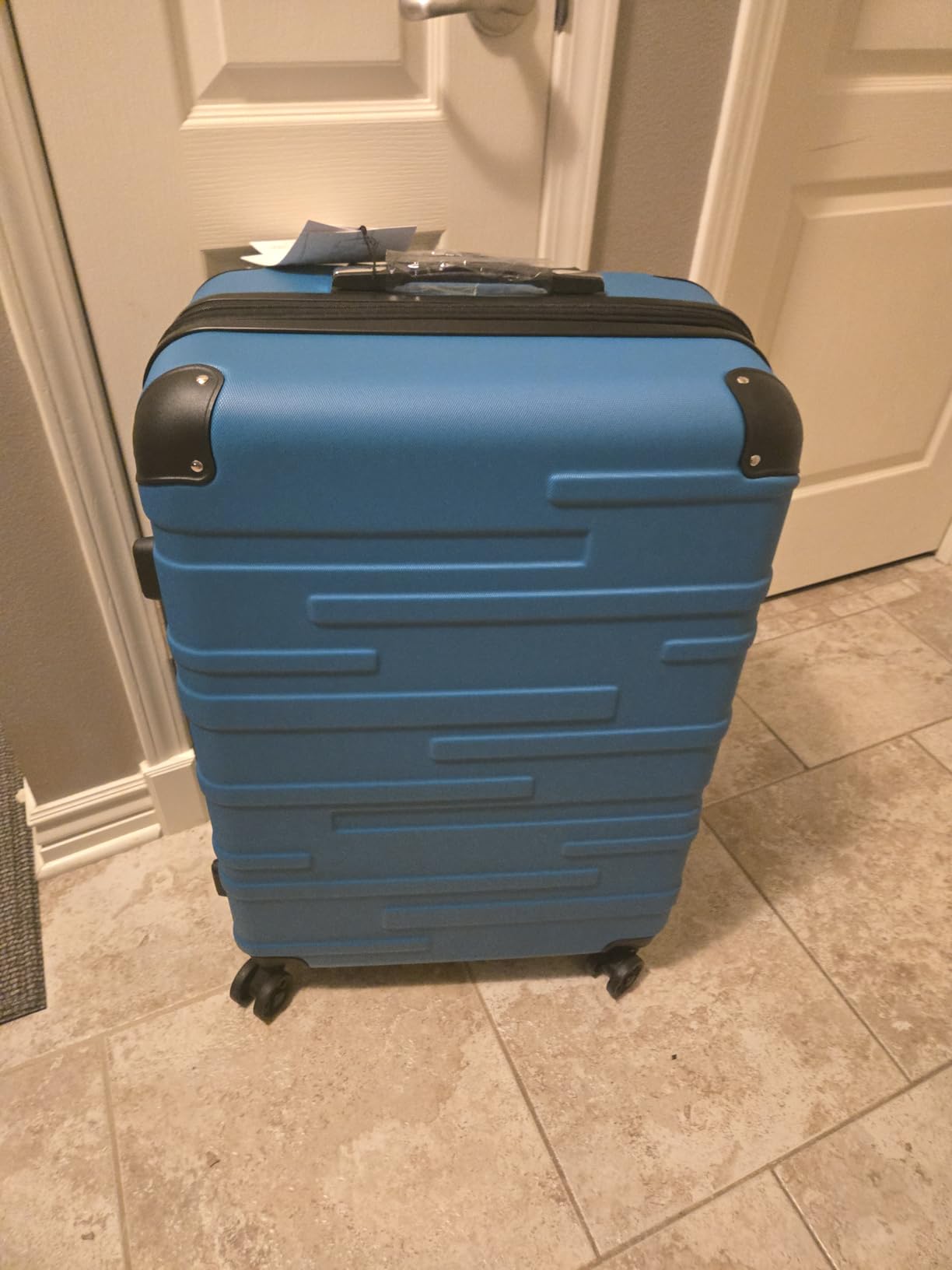 Coolife Hardside ABS Luggage, TSA Lock, Spinner Wheels, 28in Checked | ABS hardshell, scratch-resistant, 360° silent spinner wheels, YKK zippers, TSA lock, aluminum handle, 15% expandable customer photo 1