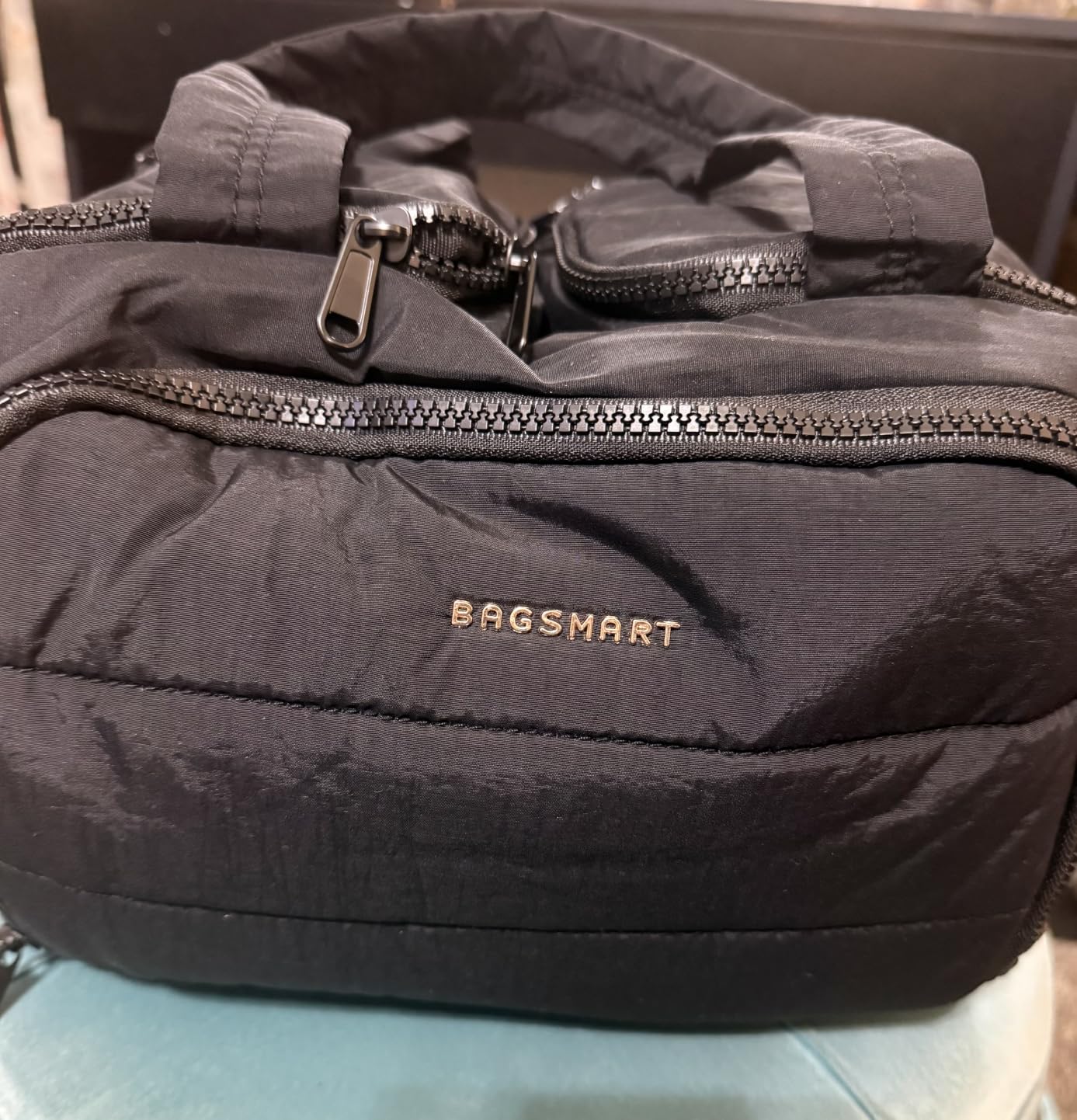 BAGSMART Travel Toiletry Bag, Lightweight Large Wide-open Travel Bag for Women, Puffy Cosmetic Makeup Bag Organizer with Handle for Accessories,Essentials, Toiletries, Dark Pink customer photo 2